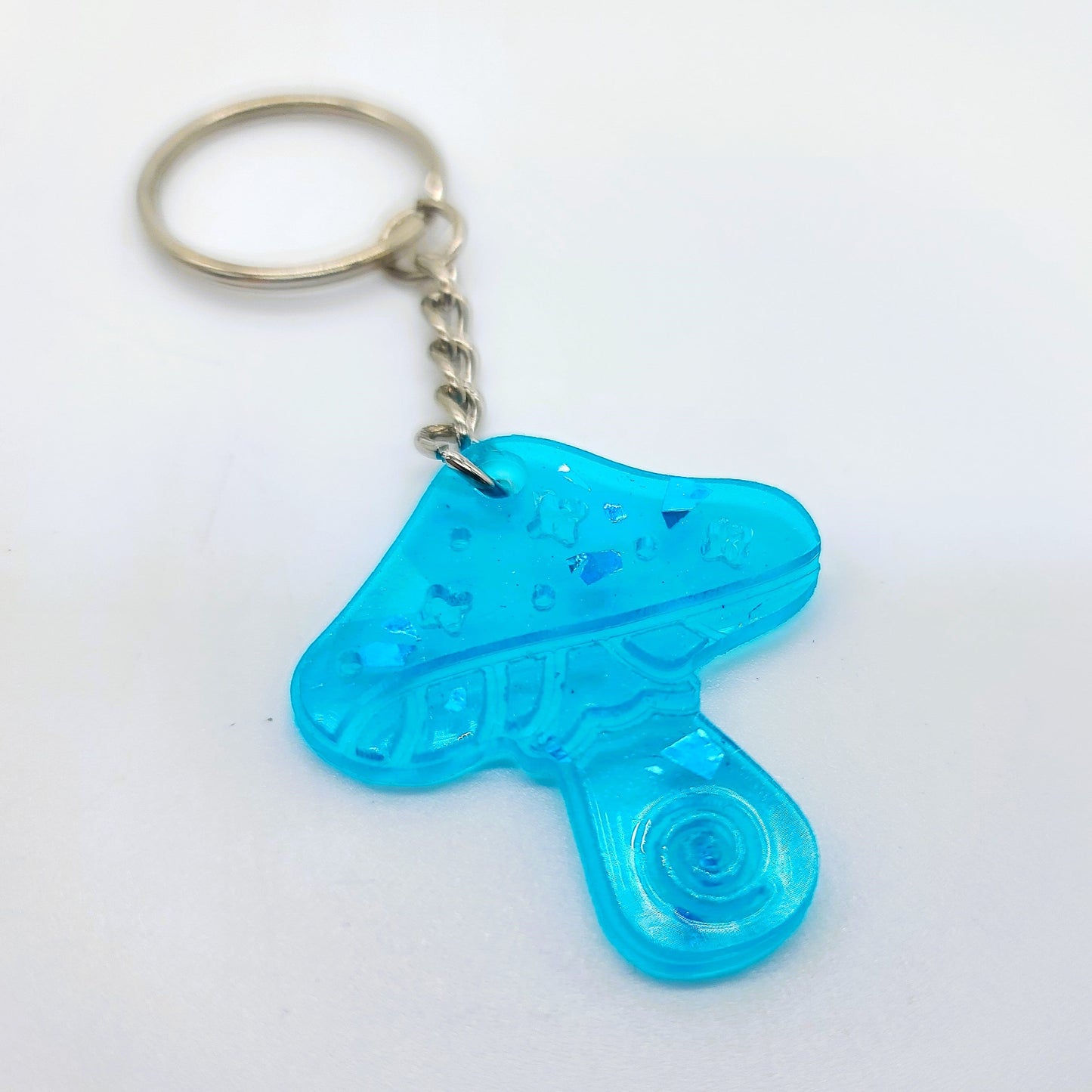 Holographic Mushroom Shaped Key Chain - Eco-Friendly Resin