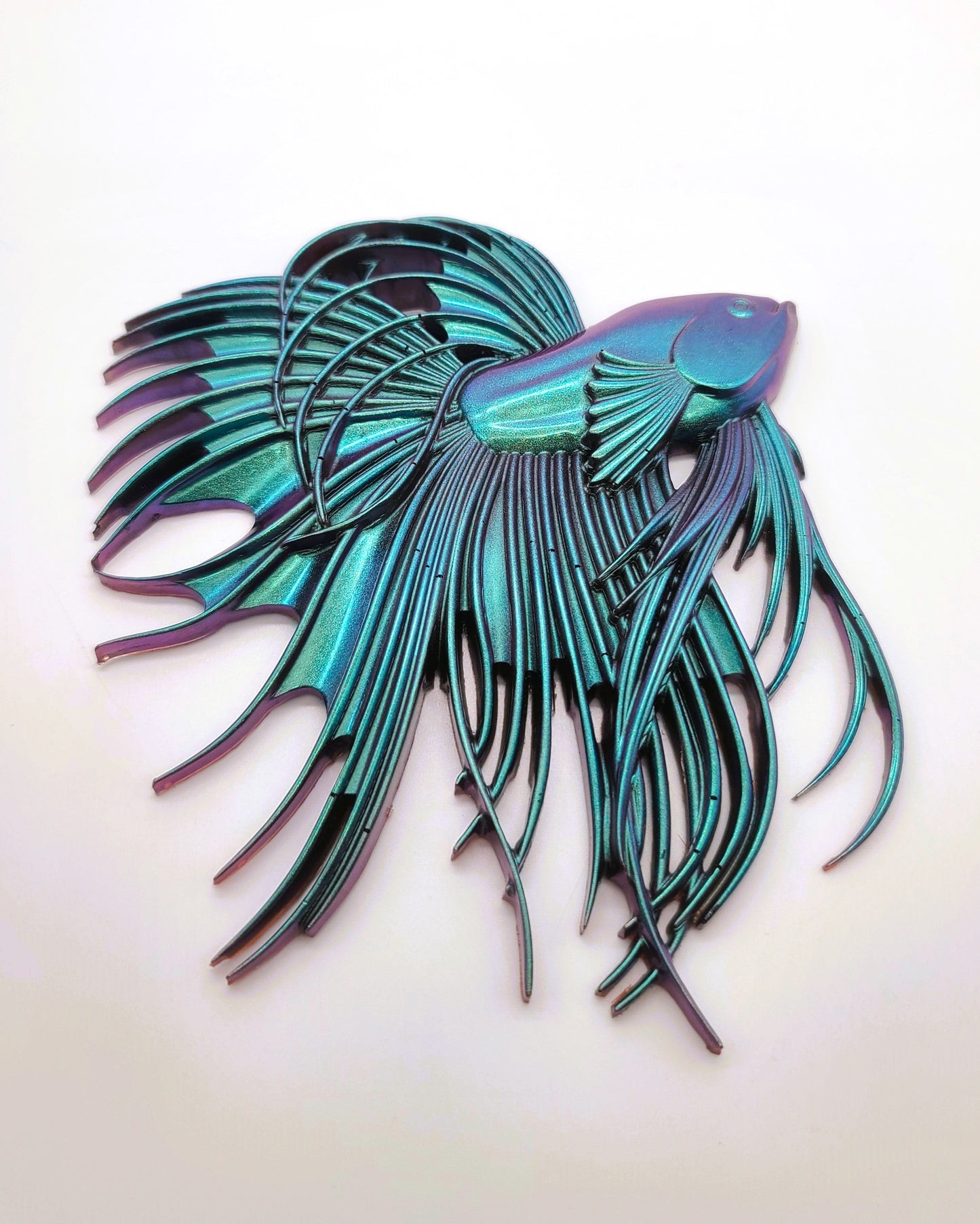 6" Betta Fish Wall Art - Holographic Color Shift Resin