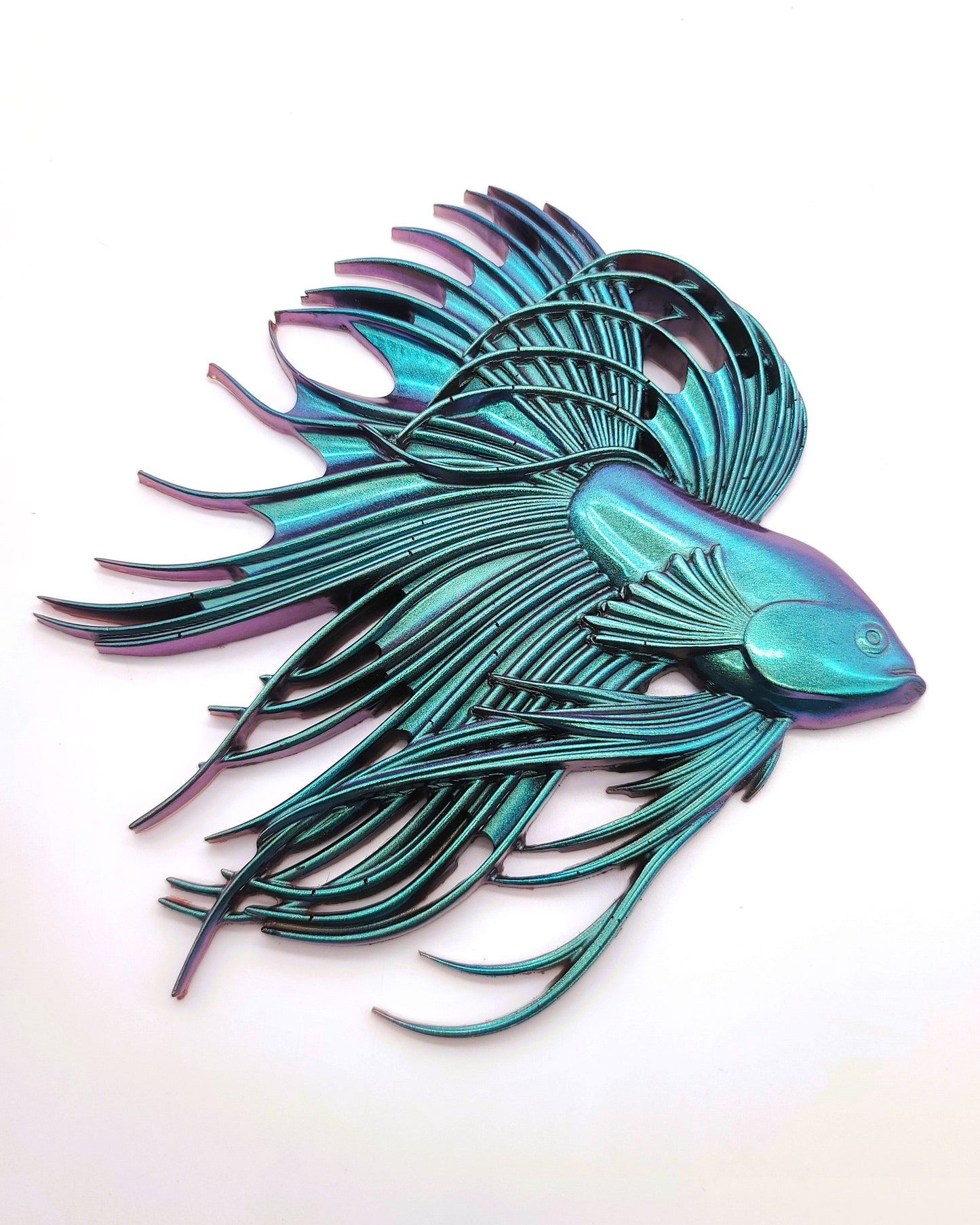 6" Betta Fish Wall Art - Holographic Color Shift Resin