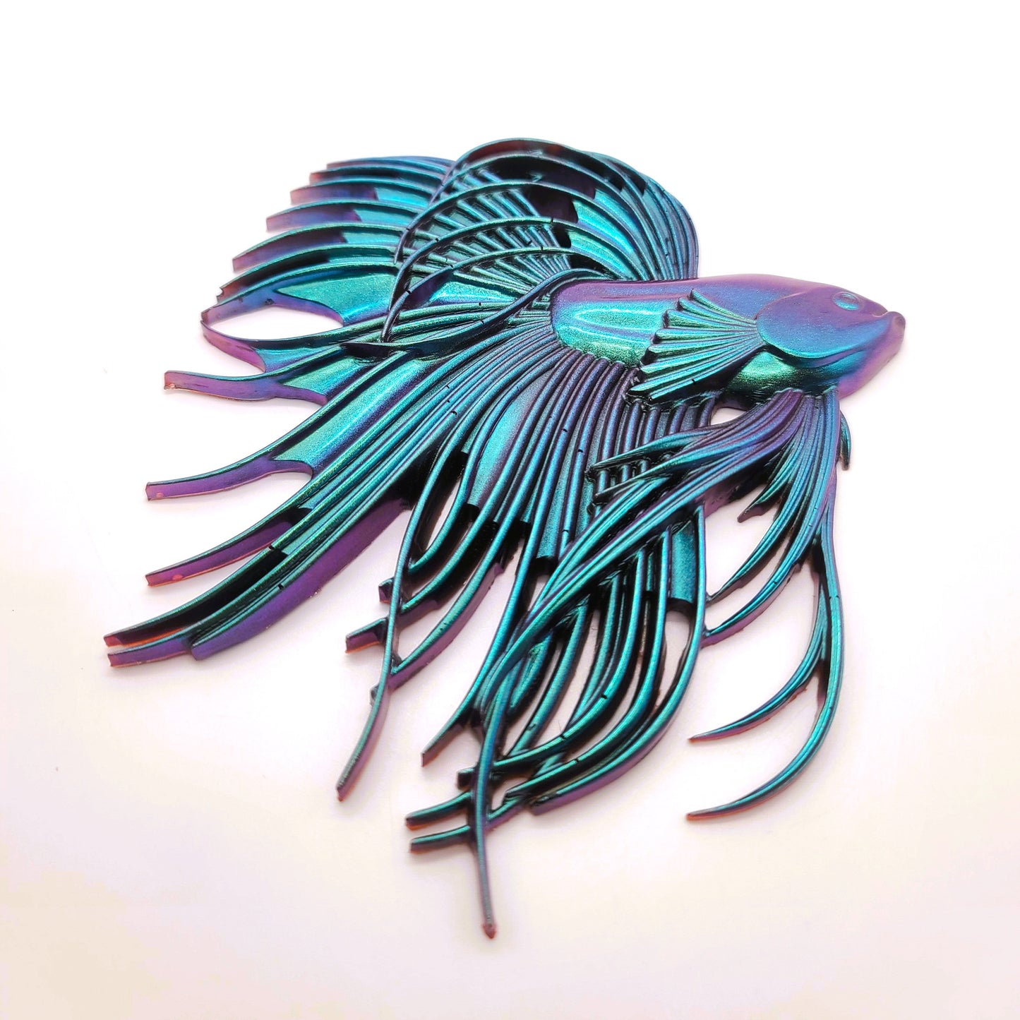 6" Betta Fish Wall Art - Holographic Color Shift Resin
