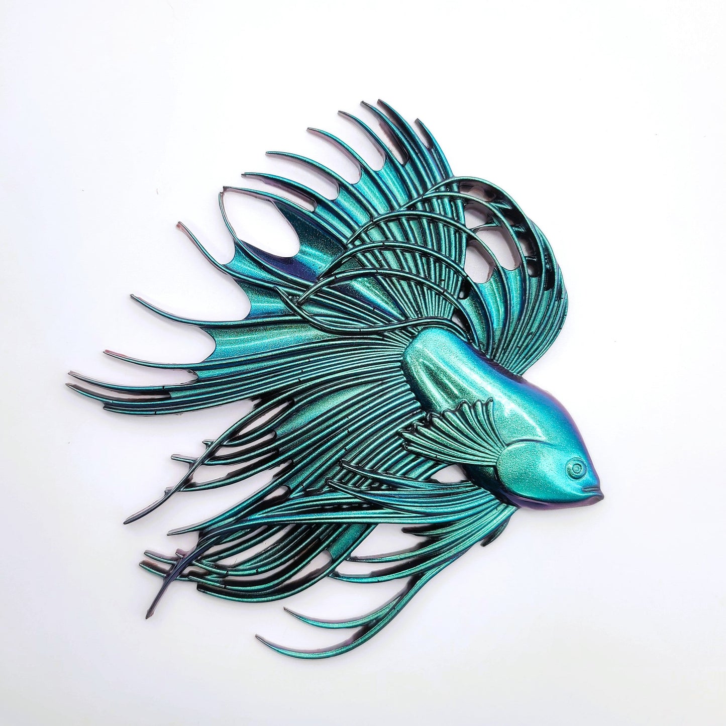 6" Betta Fish Wall Art - Holographic Color Shift Resin