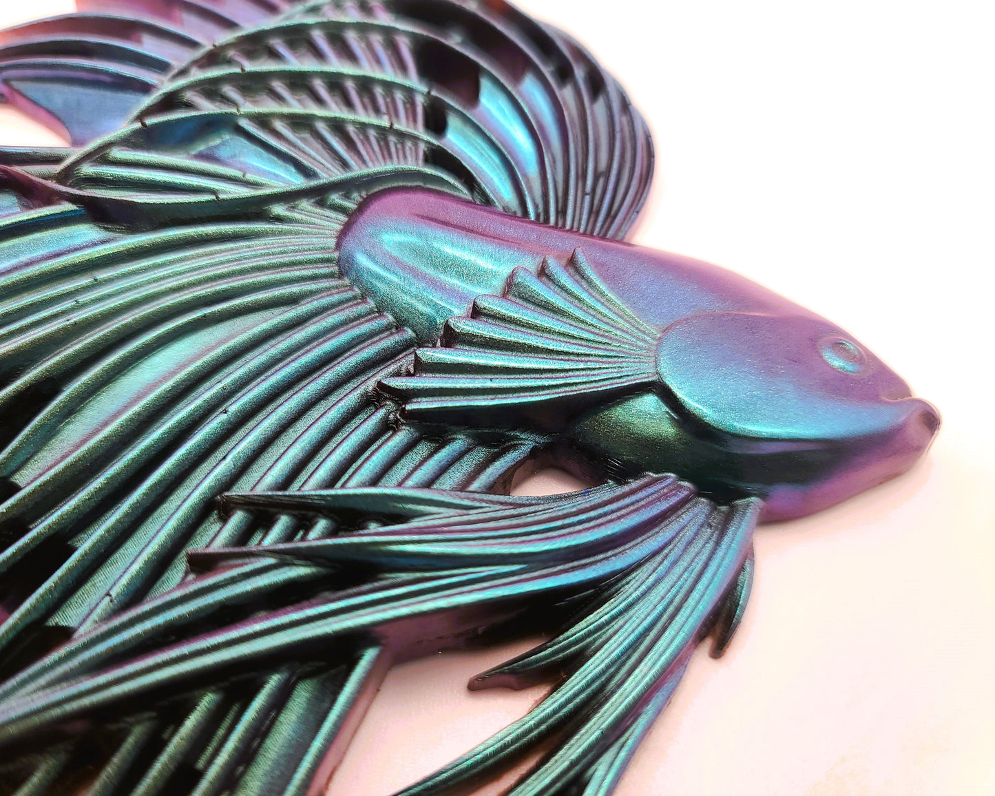 6" Betta Fish Wall Art - Holographic Color Shift Resin