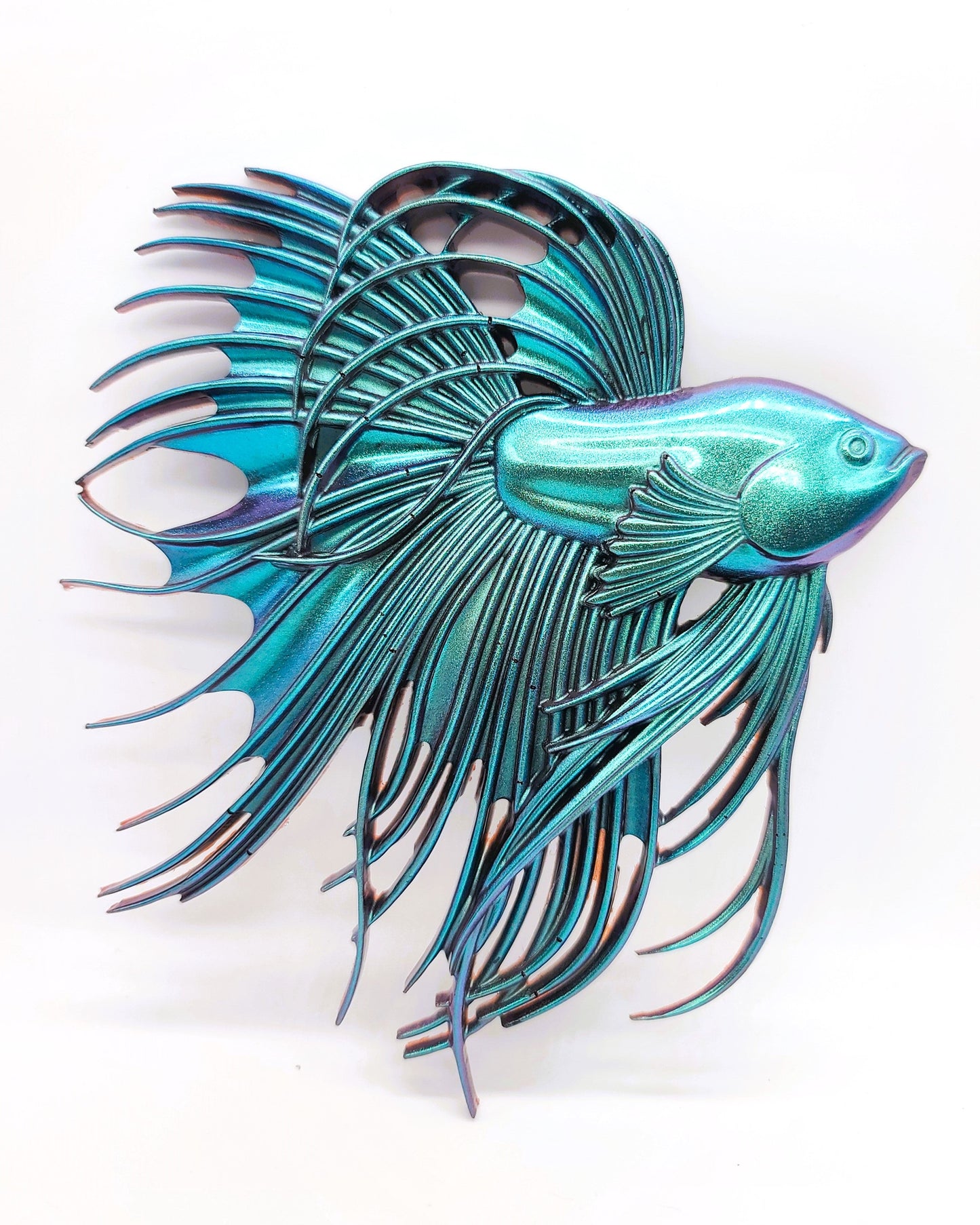 6" Betta Fish Wall Art - Holographic Color Shift Resin