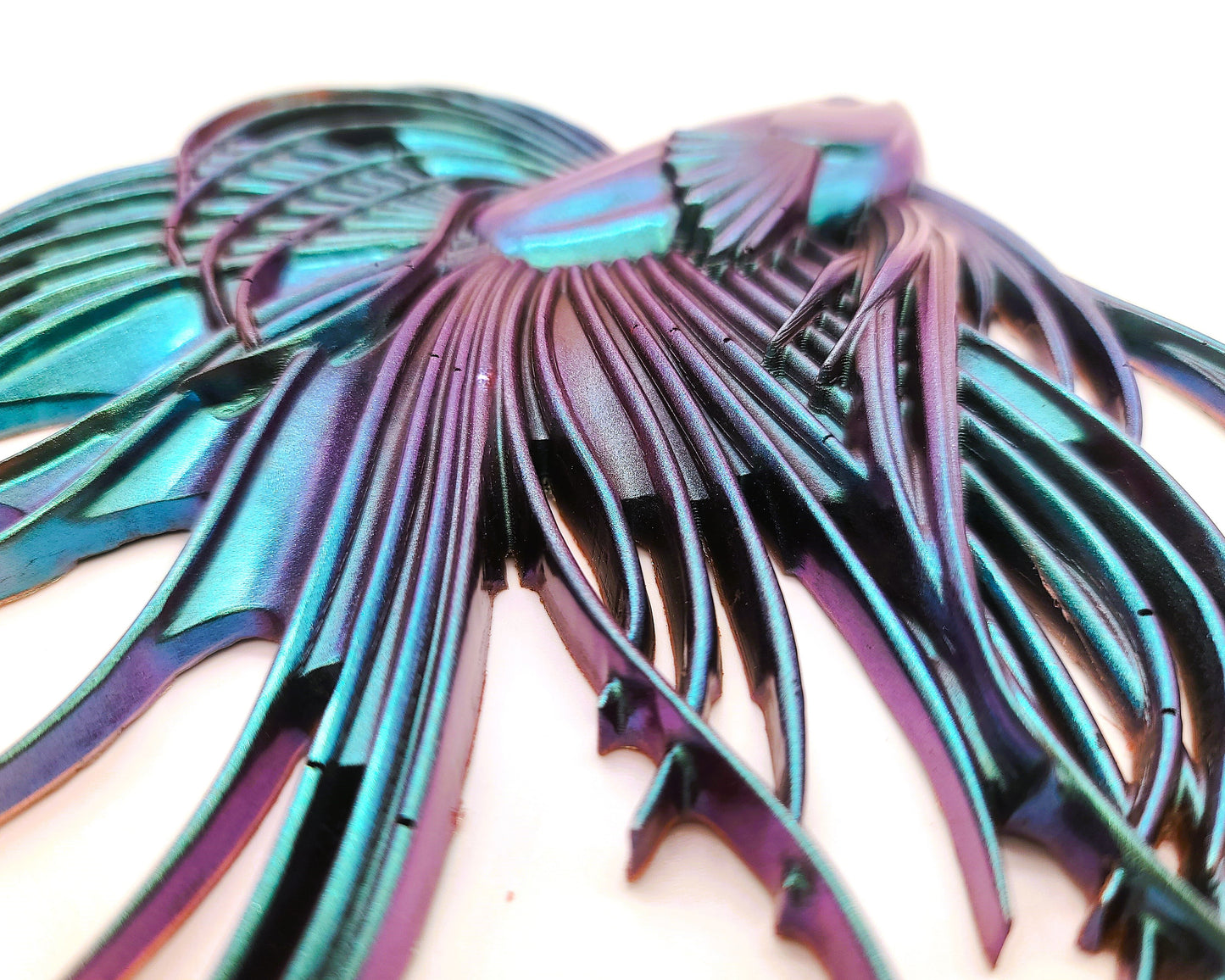 6" Betta Fish Wall Art - Holographic Color Shift Resin