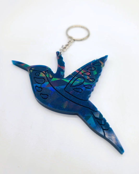 Holographic Eco-Friendly Resin Hummingbird Key Chain