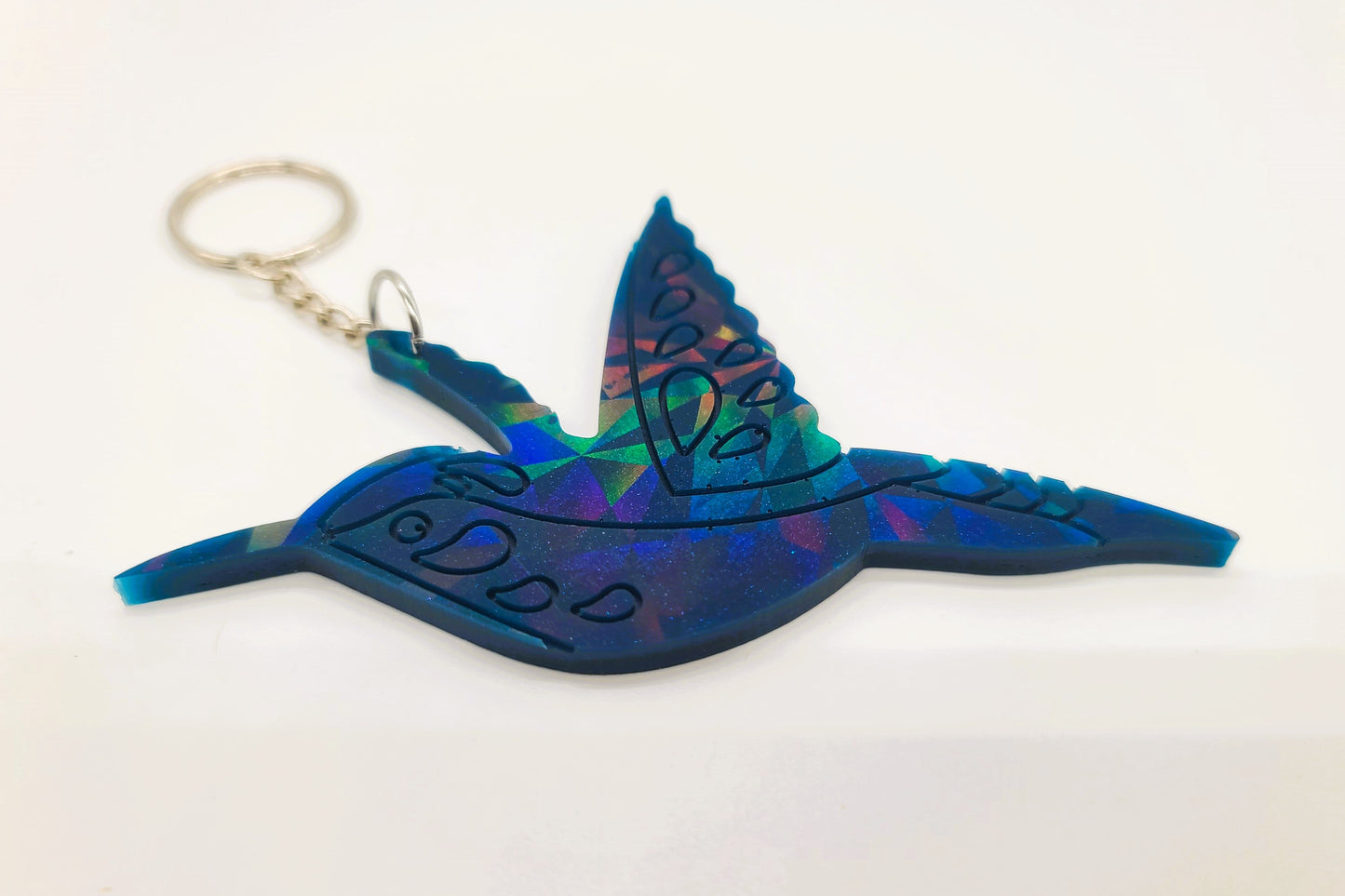 Holographic Eco-Friendly Resin Hummingbird Key Chain