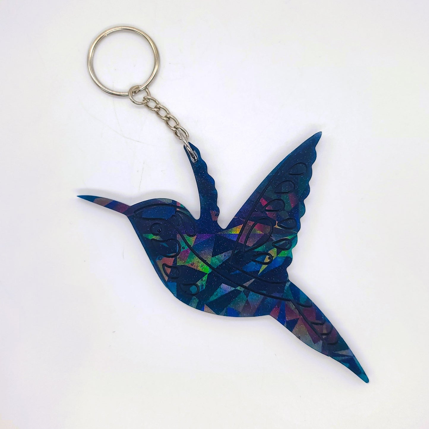 Holographic Eco-Friendly Resin Hummingbird Key Chain