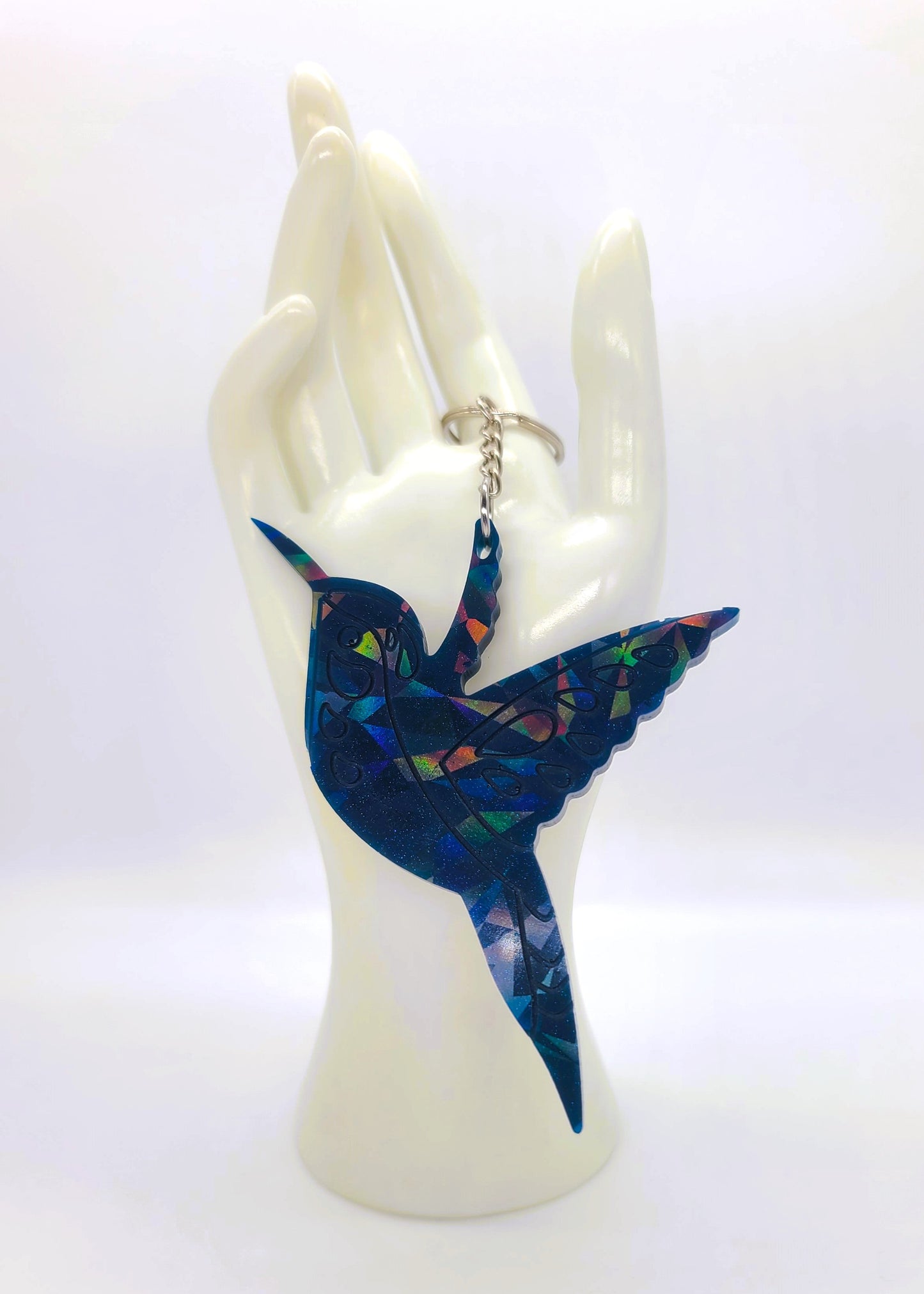 Holographic Eco-Friendly Resin Hummingbird Key Chain