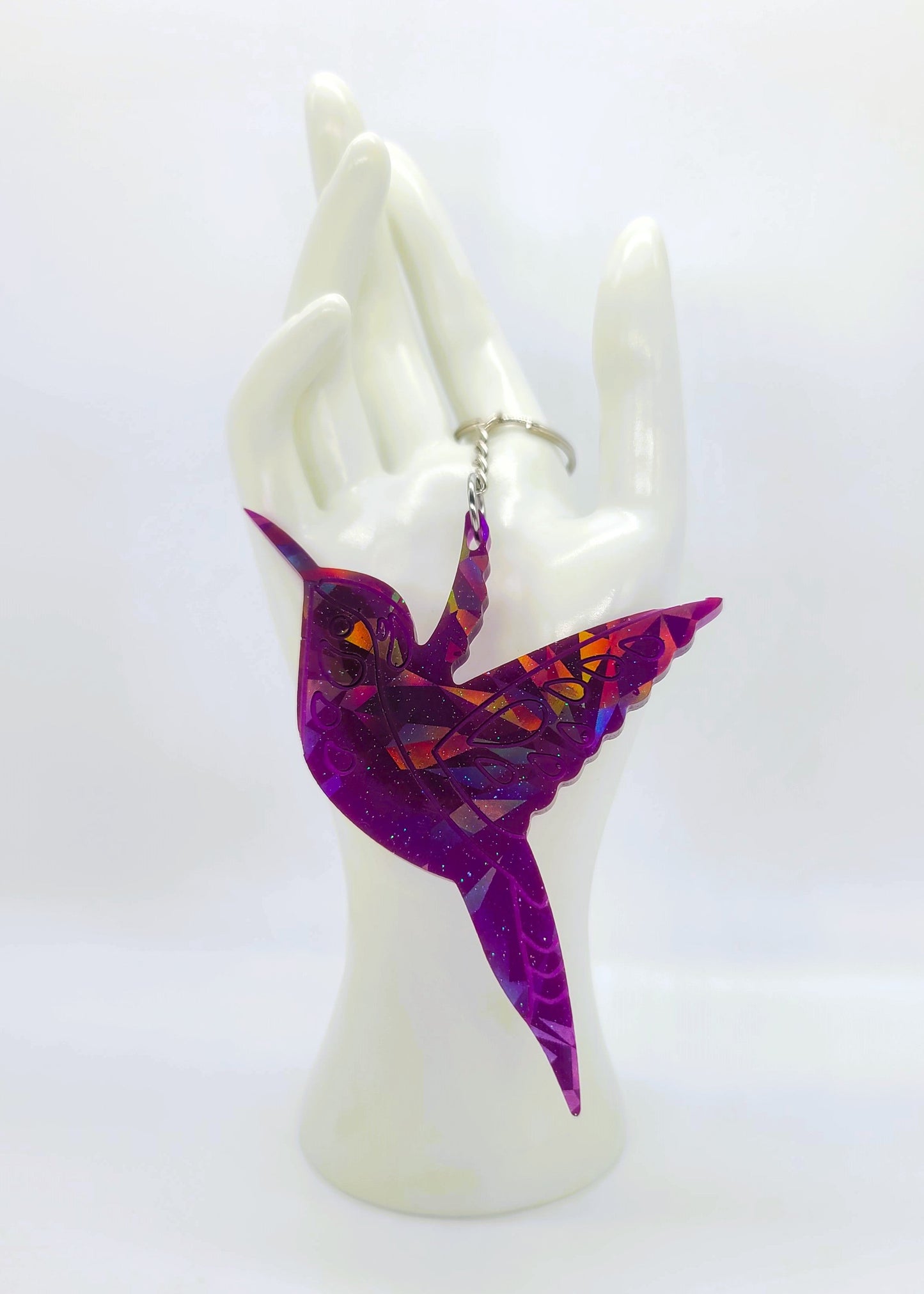 Holographic Eco-Friendly Resin Hummingbird Key Chain