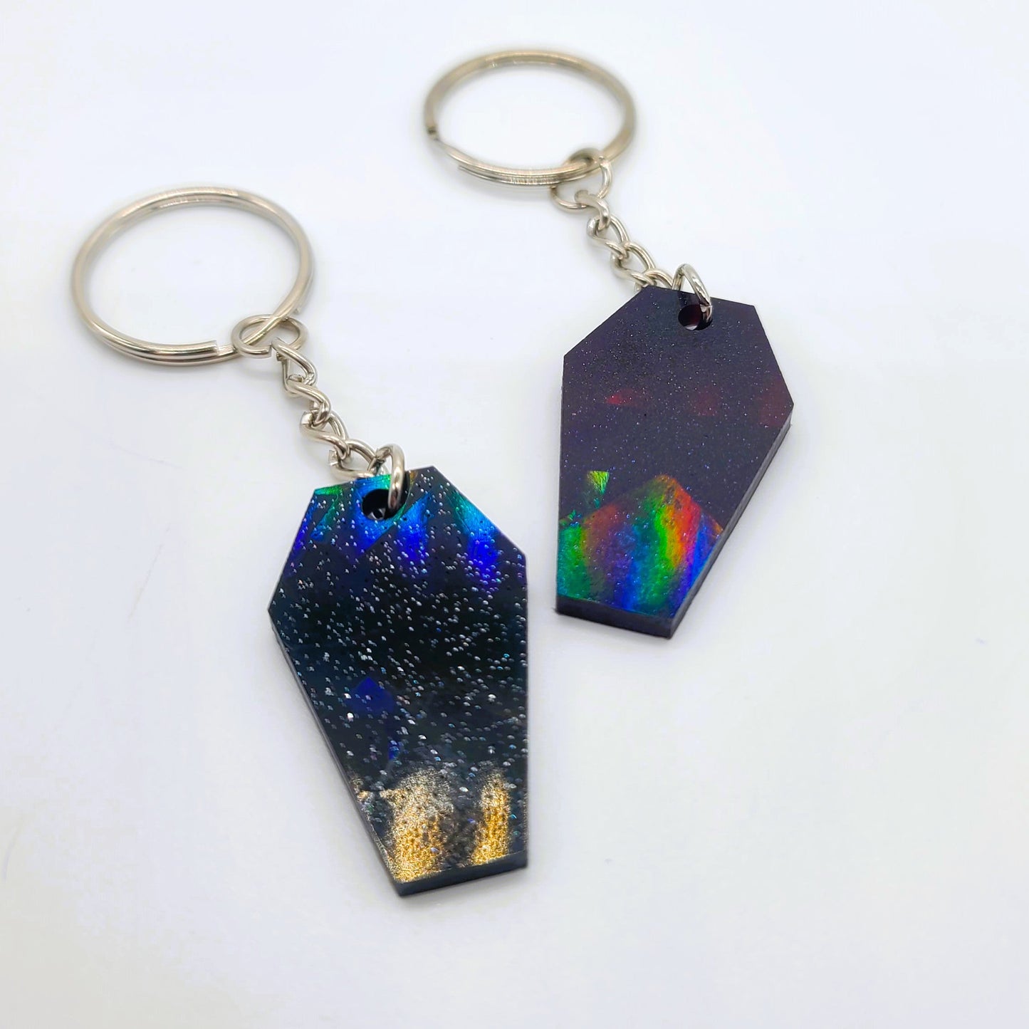 Holographic Coffin Shaped Key Chain - Eco-Friendly Resin