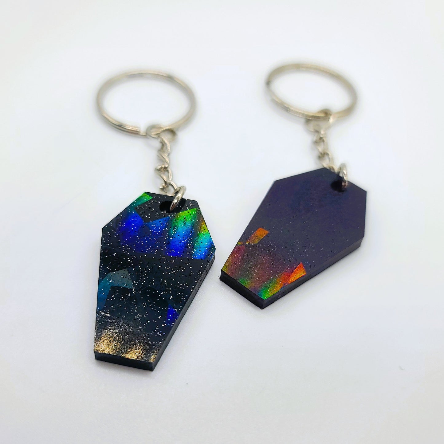 Holographic Coffin Shaped Key Chain - Eco-Friendly Resin