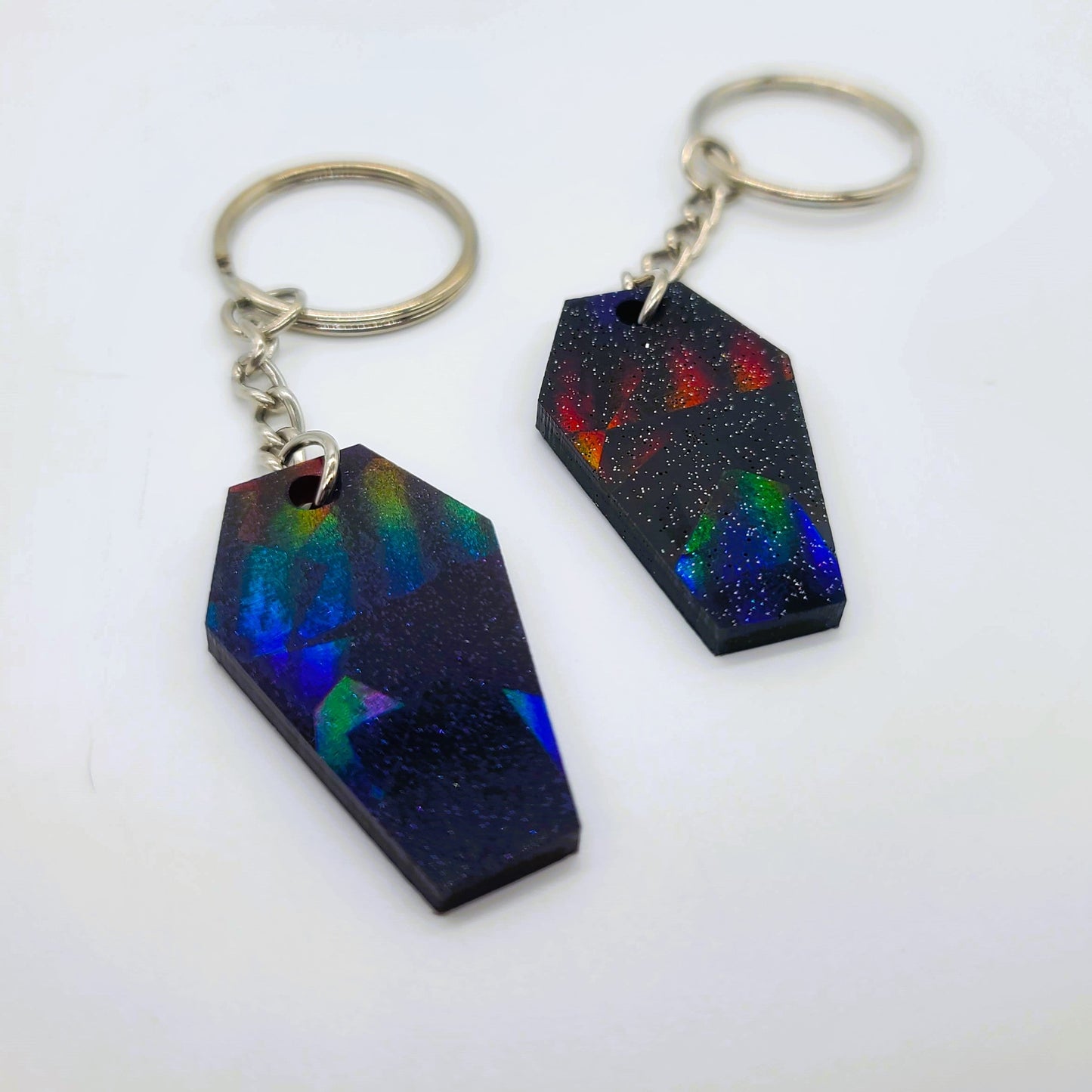 Holographic Coffin Shaped Key Chain - Eco-Friendly Resin