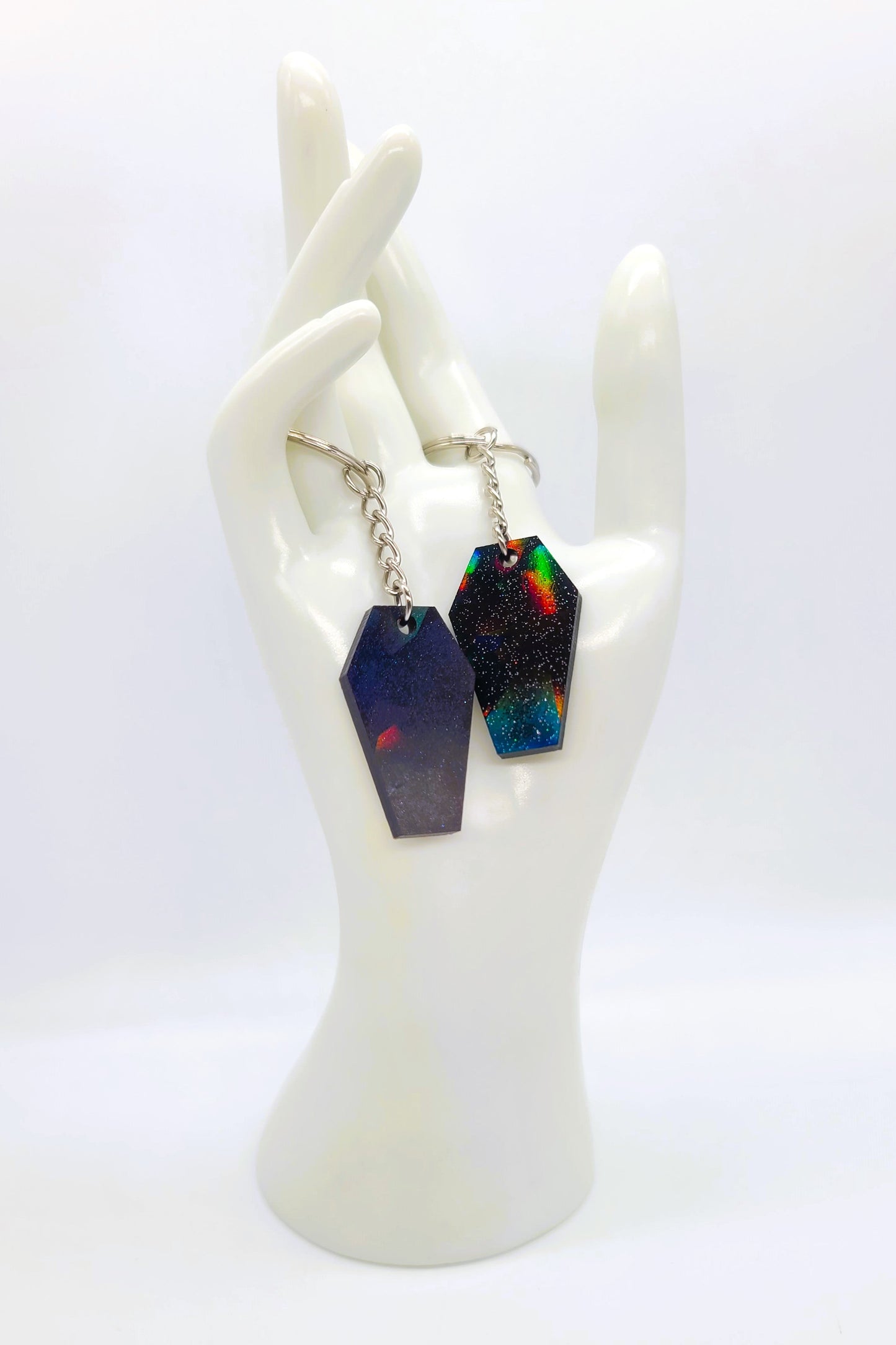 Holographic Coffin Shaped Key Chain - Eco-Friendly Resin