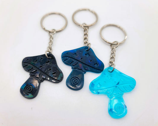 Holographic Mushroom Shaped Key Chain - Eco-Friendly Resin