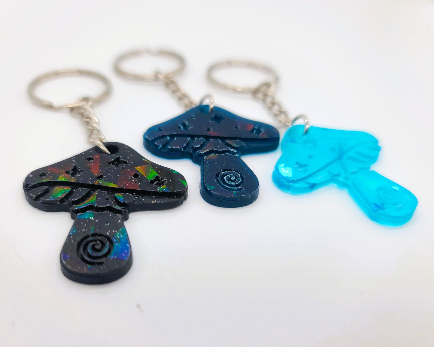 Holographic Mushroom Shaped Key Chain - Eco-Friendly Resin