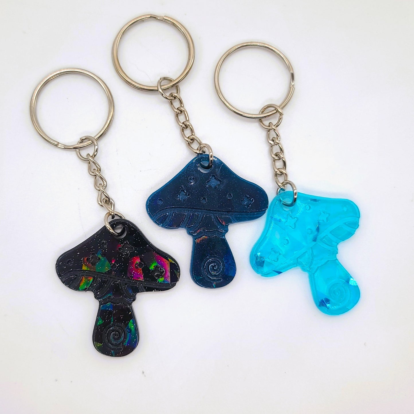 Holographic Mushroom Shaped Key Chain - Eco-Friendly Resin