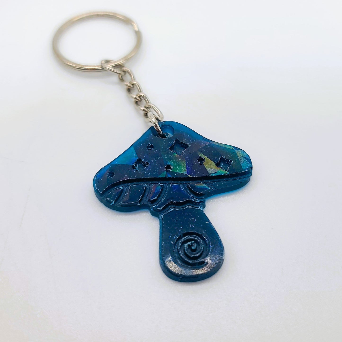 Holographic Mushroom Shaped Key Chain - Eco-Friendly Resin