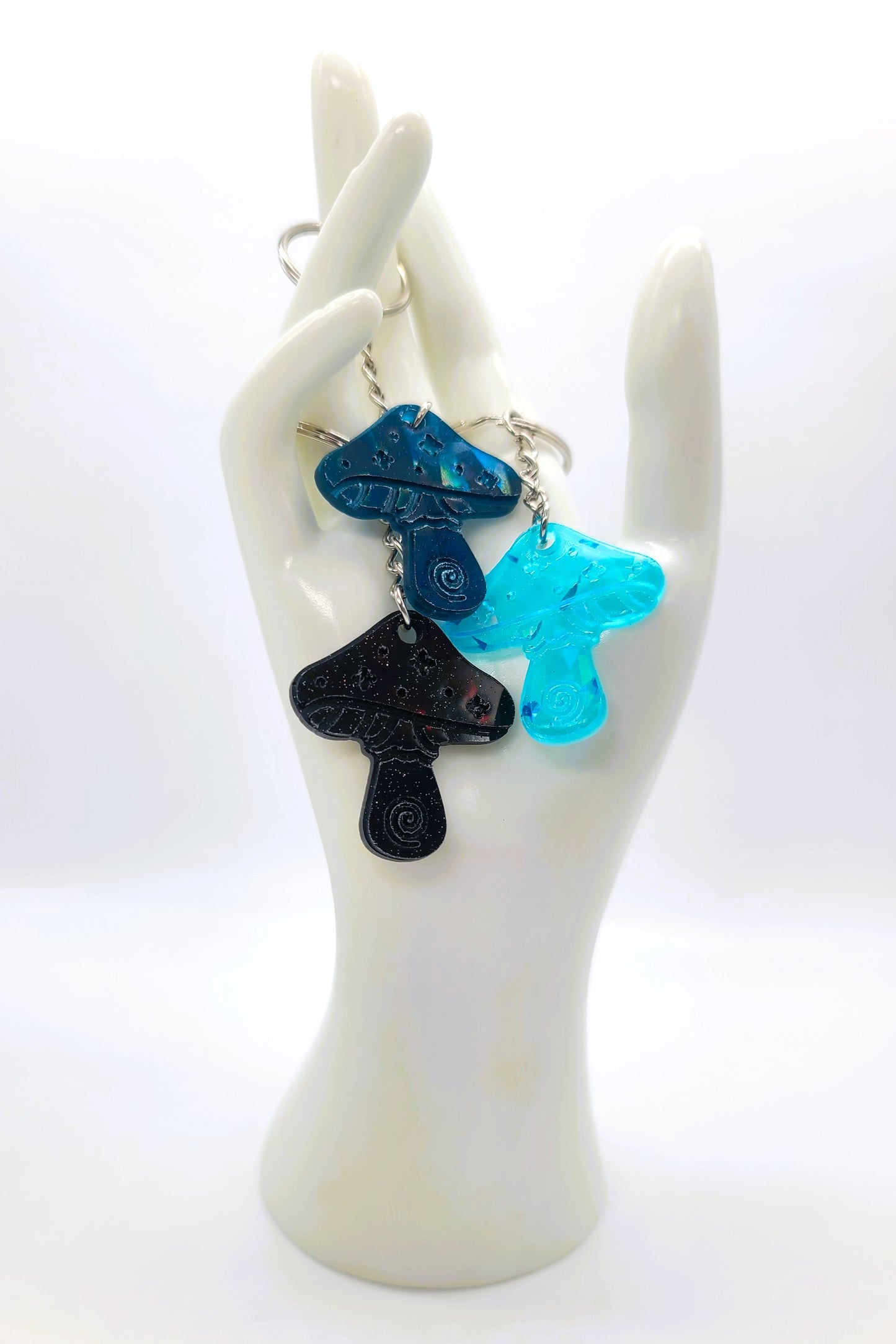 Holographic Mushroom Shaped Key Chain - Eco-Friendly Resin