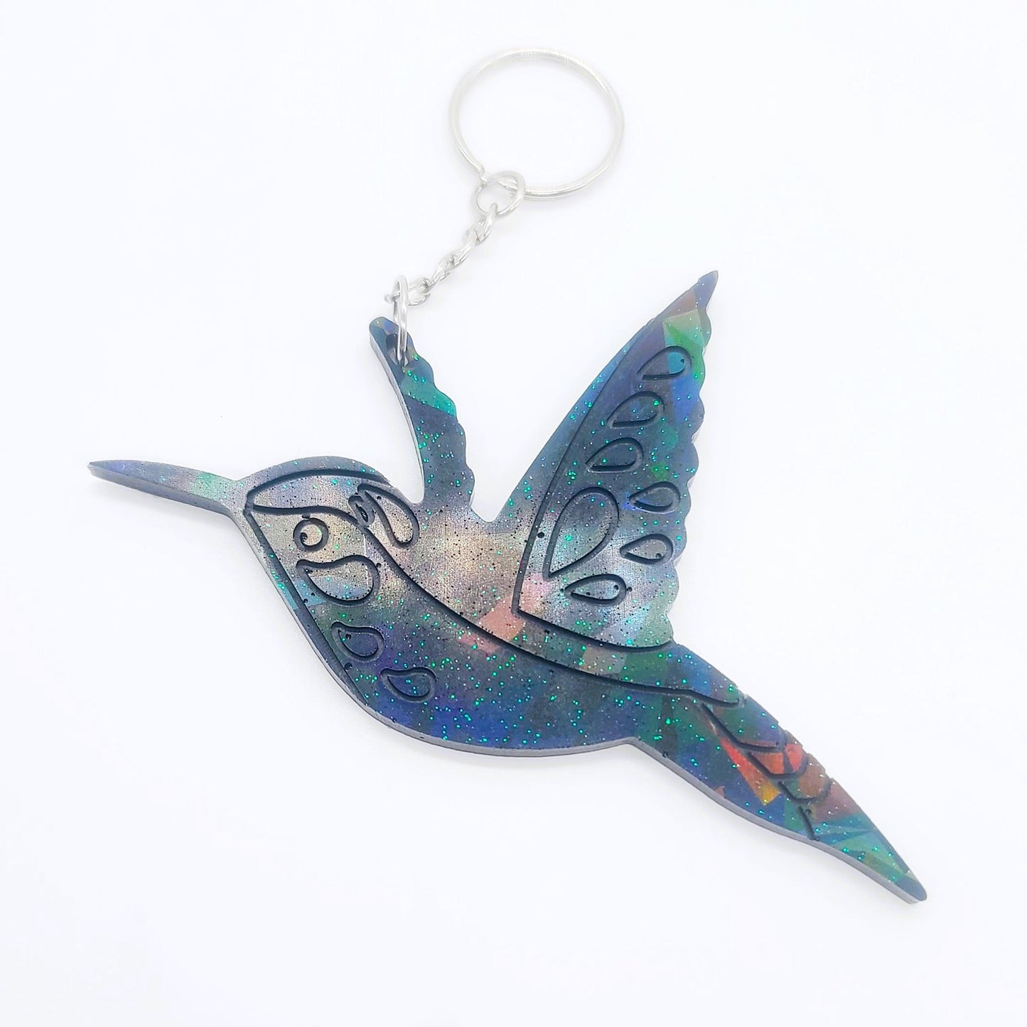 Holographic Eco-Friendly Resin Hummingbird Key Chain