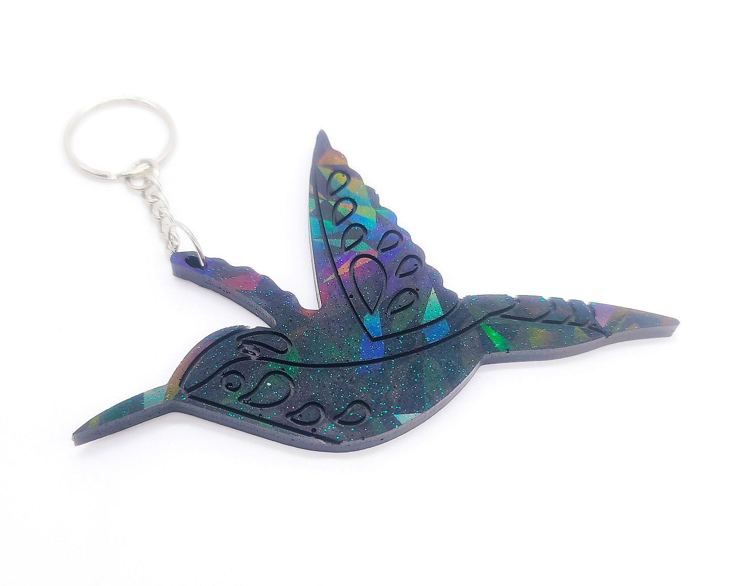 Holographic Eco-Friendly Resin Hummingbird Key Chain