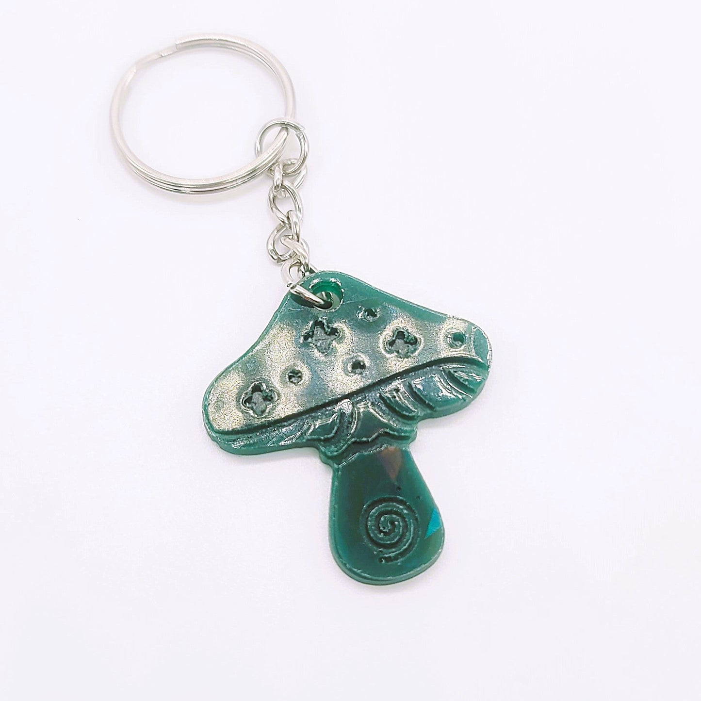 Holographic Mushroom Shaped Key Chain - Eco-Friendly Resin
