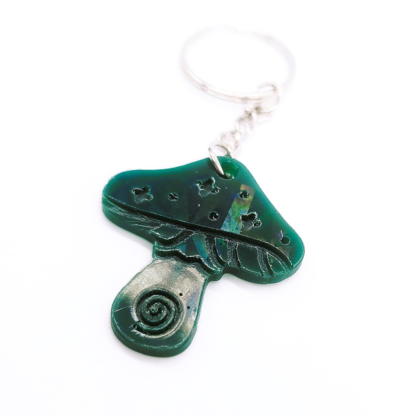 Holographic Mushroom Shaped Key Chain - Eco-Friendly Resin