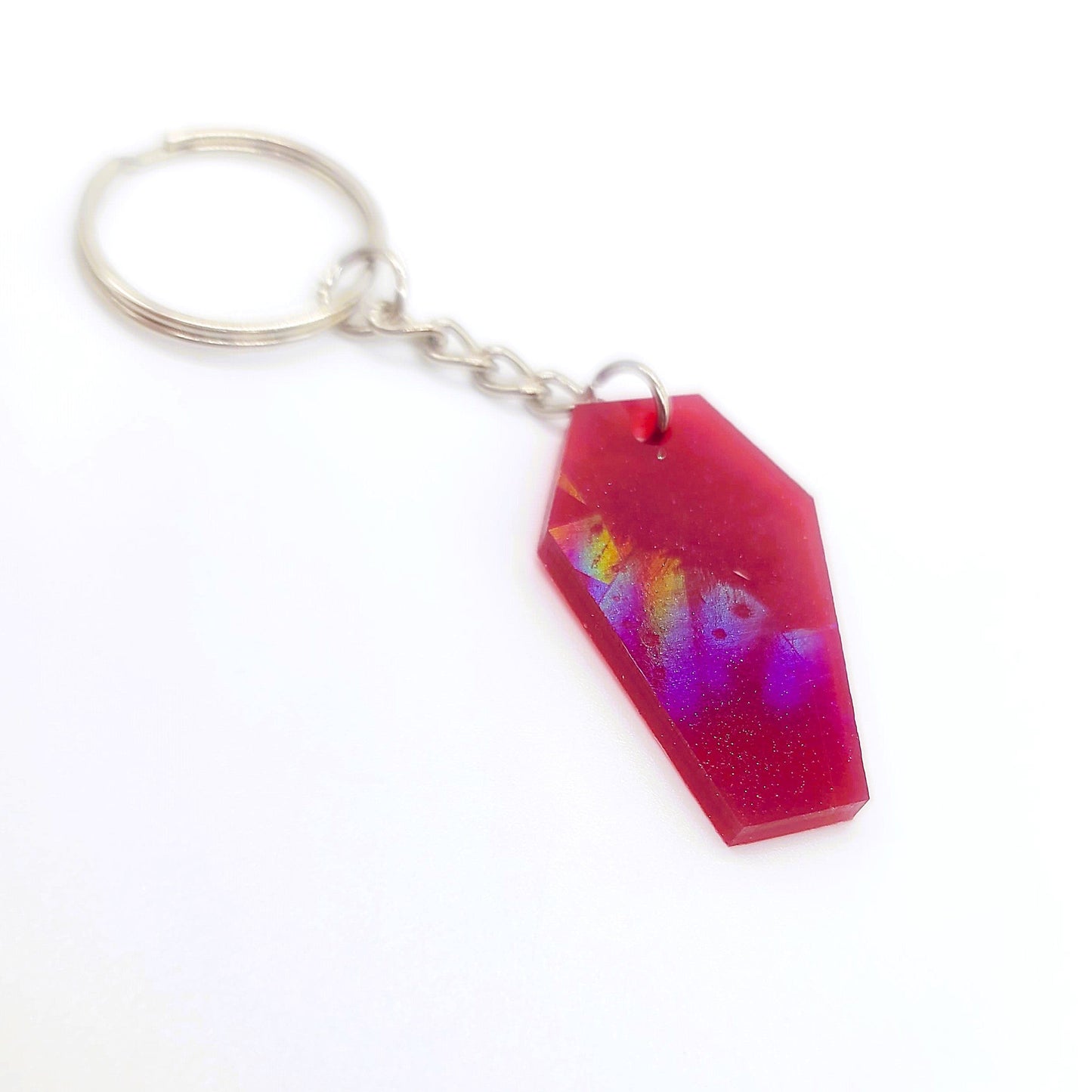 Holographic Coffin Shaped Key Chain - Eco-Friendly Resin