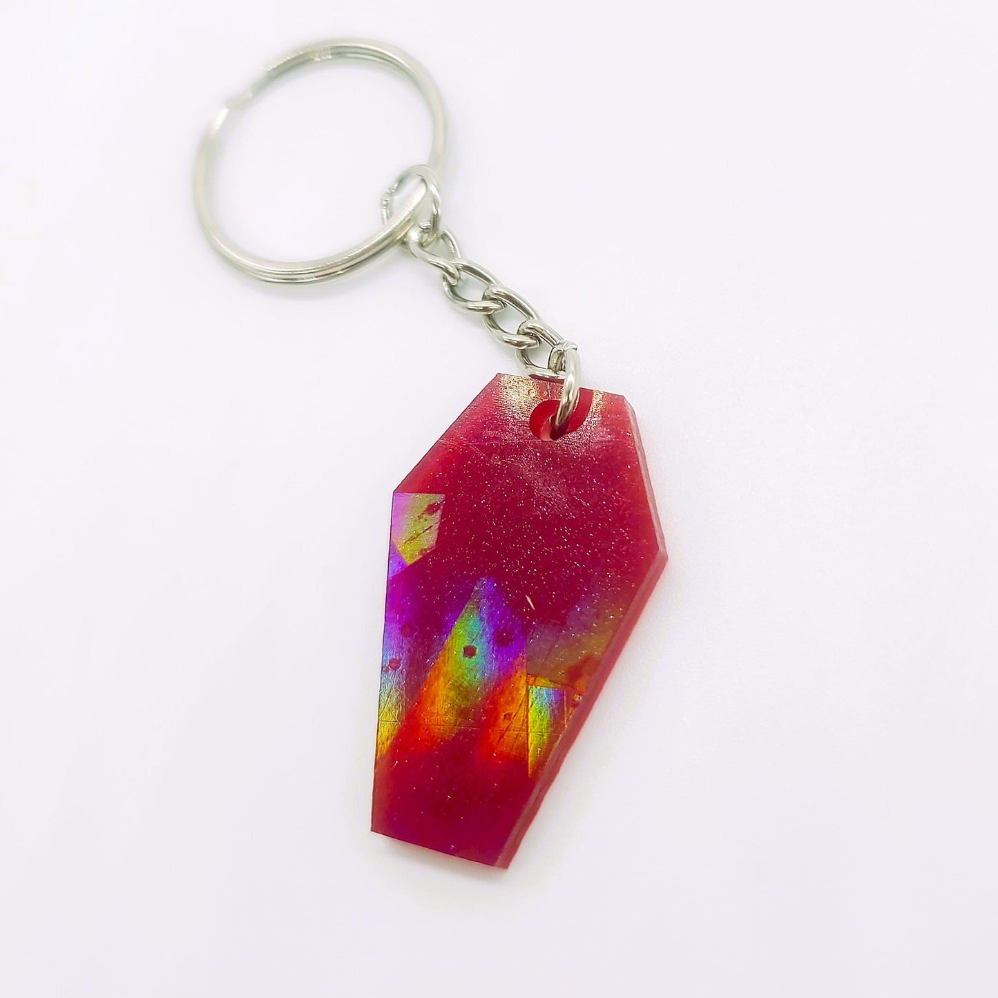 Holographic Coffin Shaped Key Chain - Eco-Friendly Resin