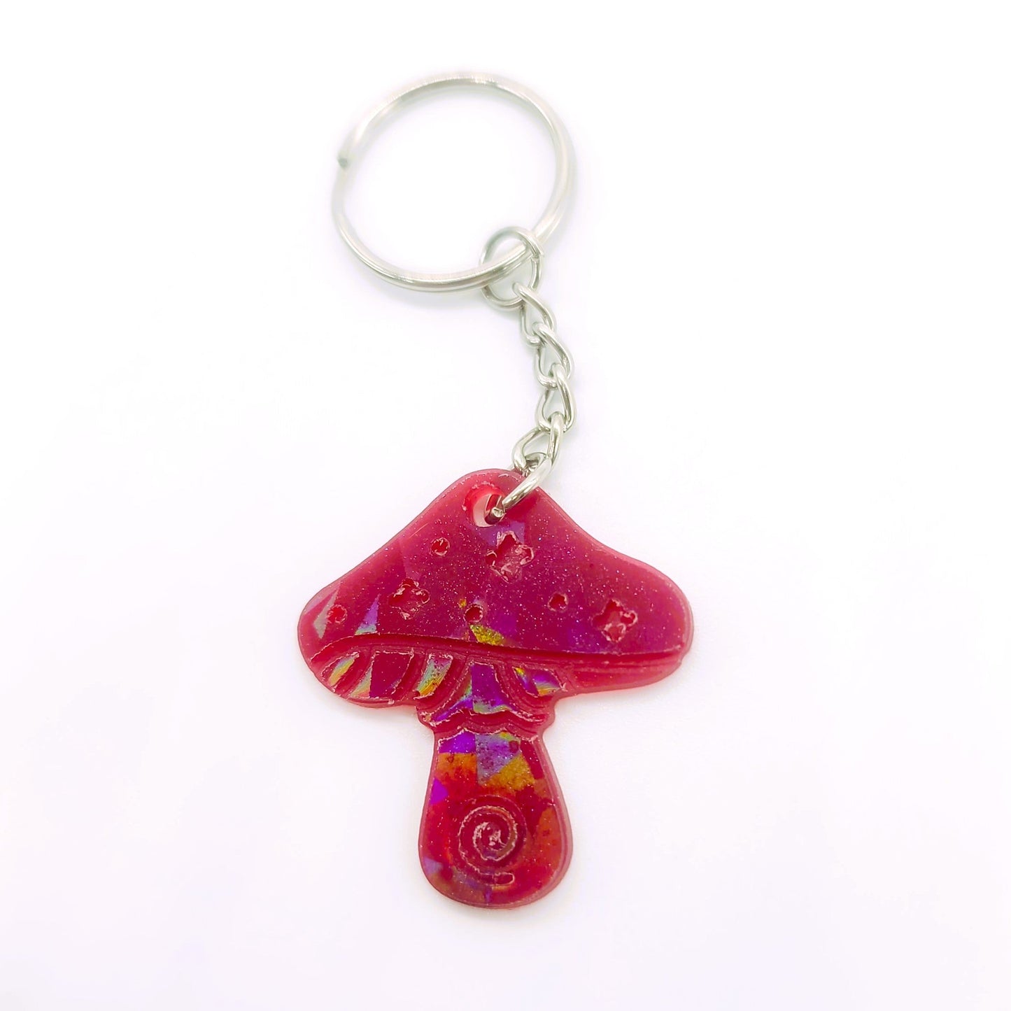 Holographic Mushroom Shaped Key Chain - Eco-Friendly Resin