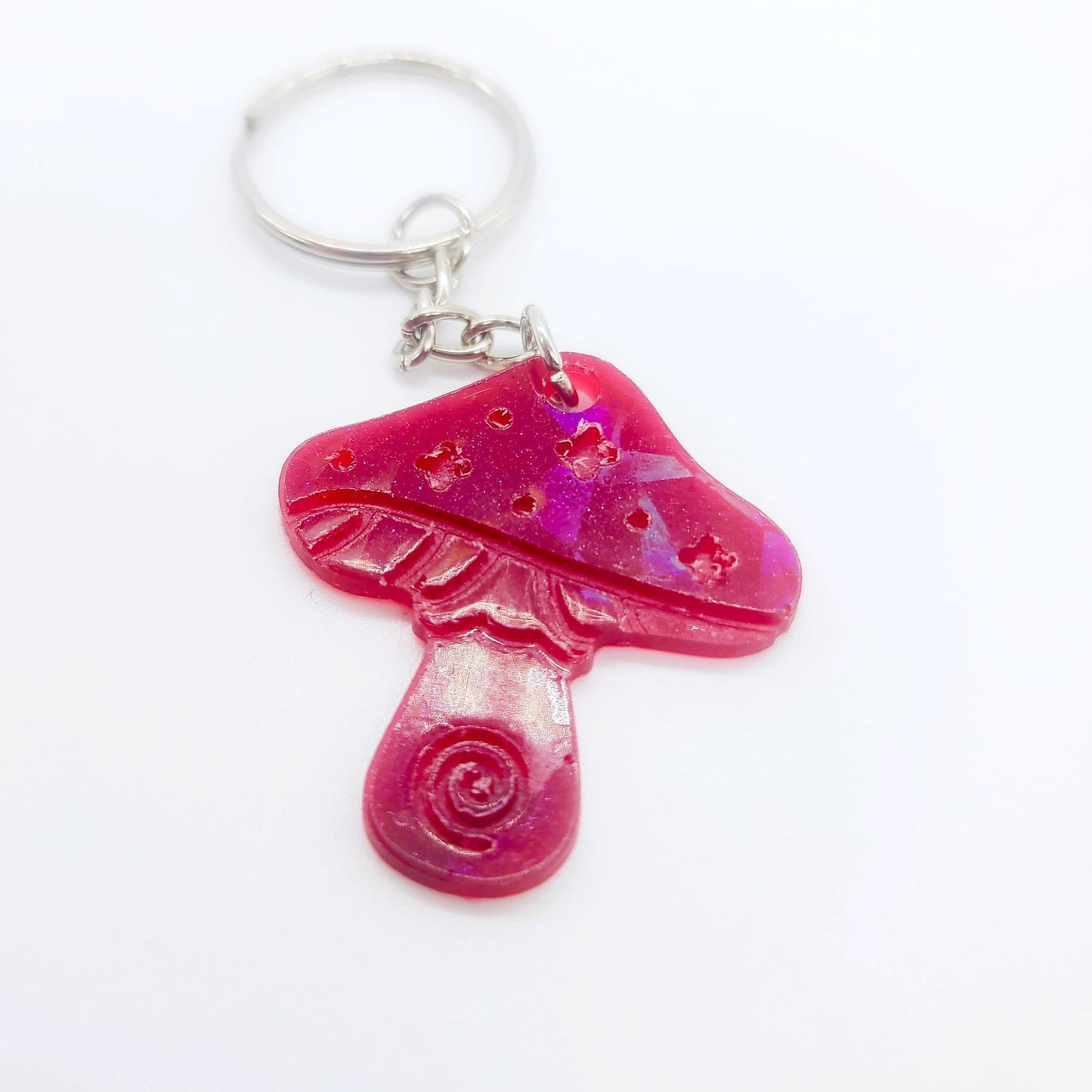Holographic Mushroom Shaped Key Chain - Eco-Friendly Resin