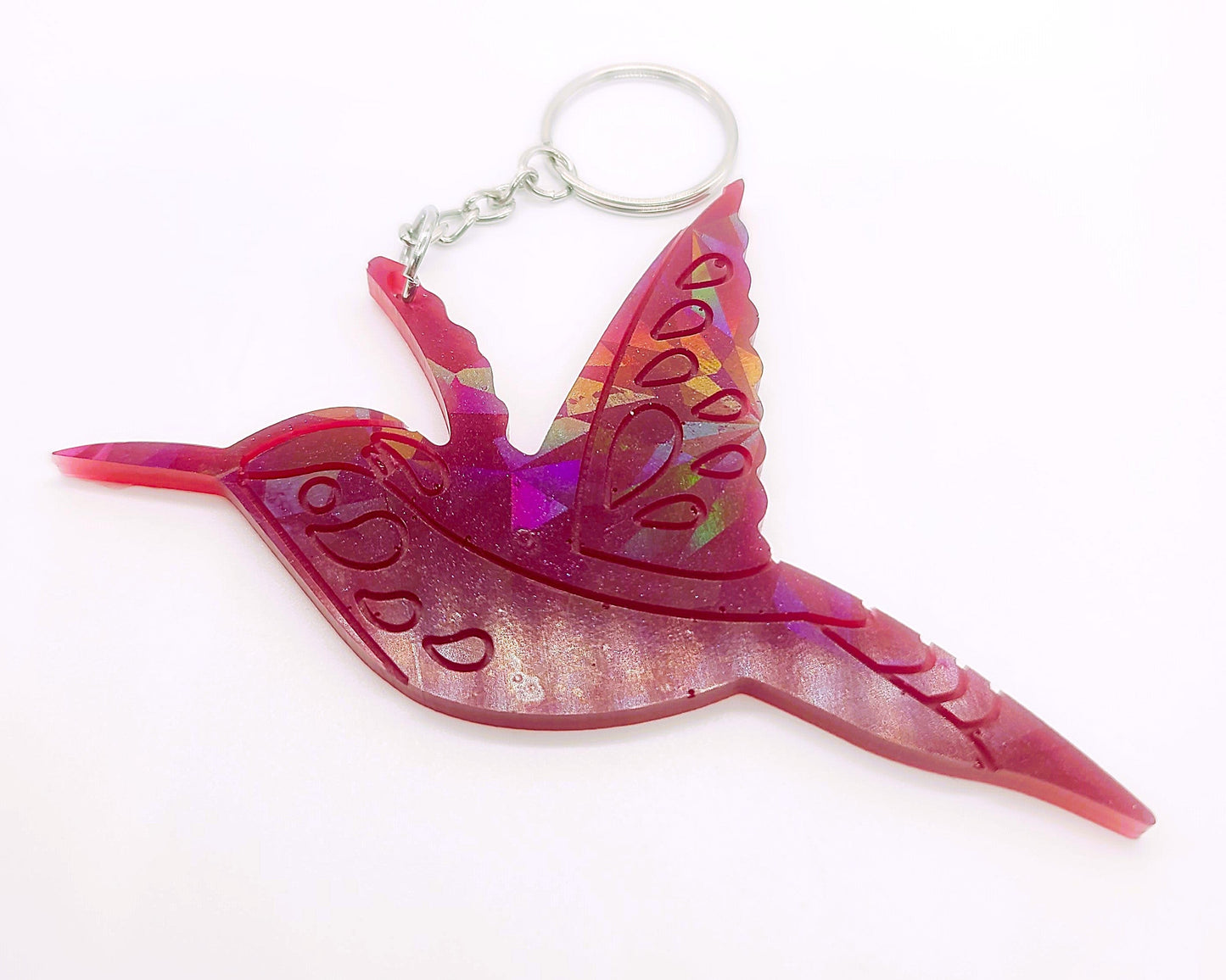 Holographic Eco-Friendly Resin Hummingbird Key Chain