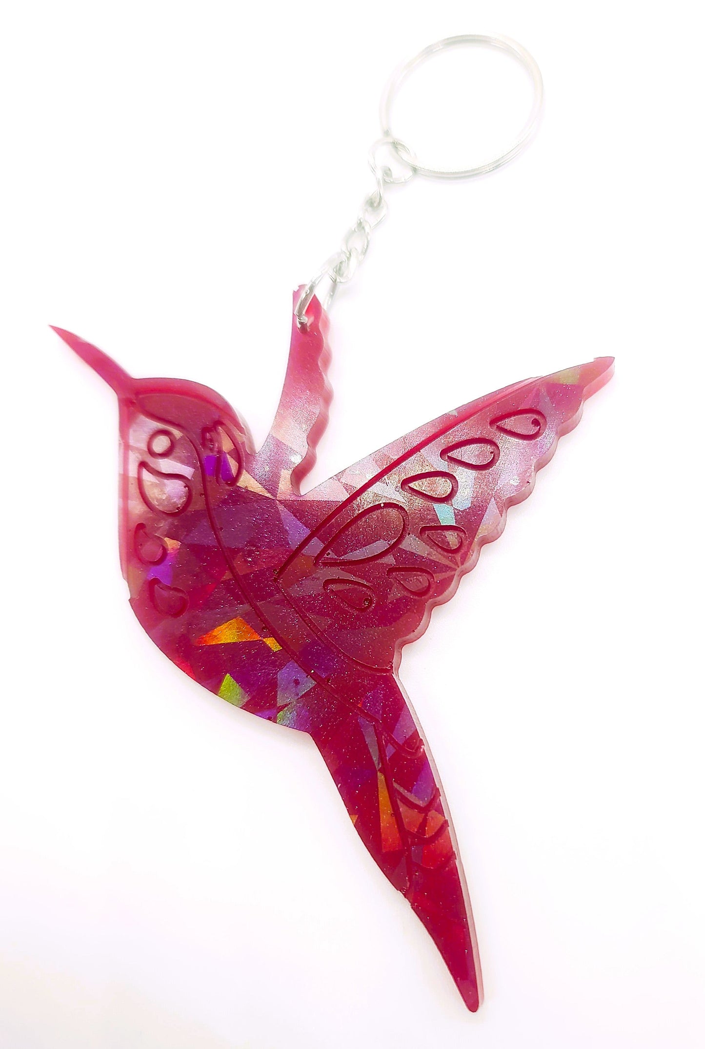 Holographic Eco-Friendly Resin Hummingbird Key Chain
