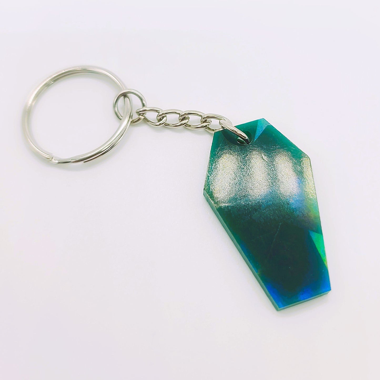 Holographic Coffin Shaped Key Chain - Eco-Friendly Resin