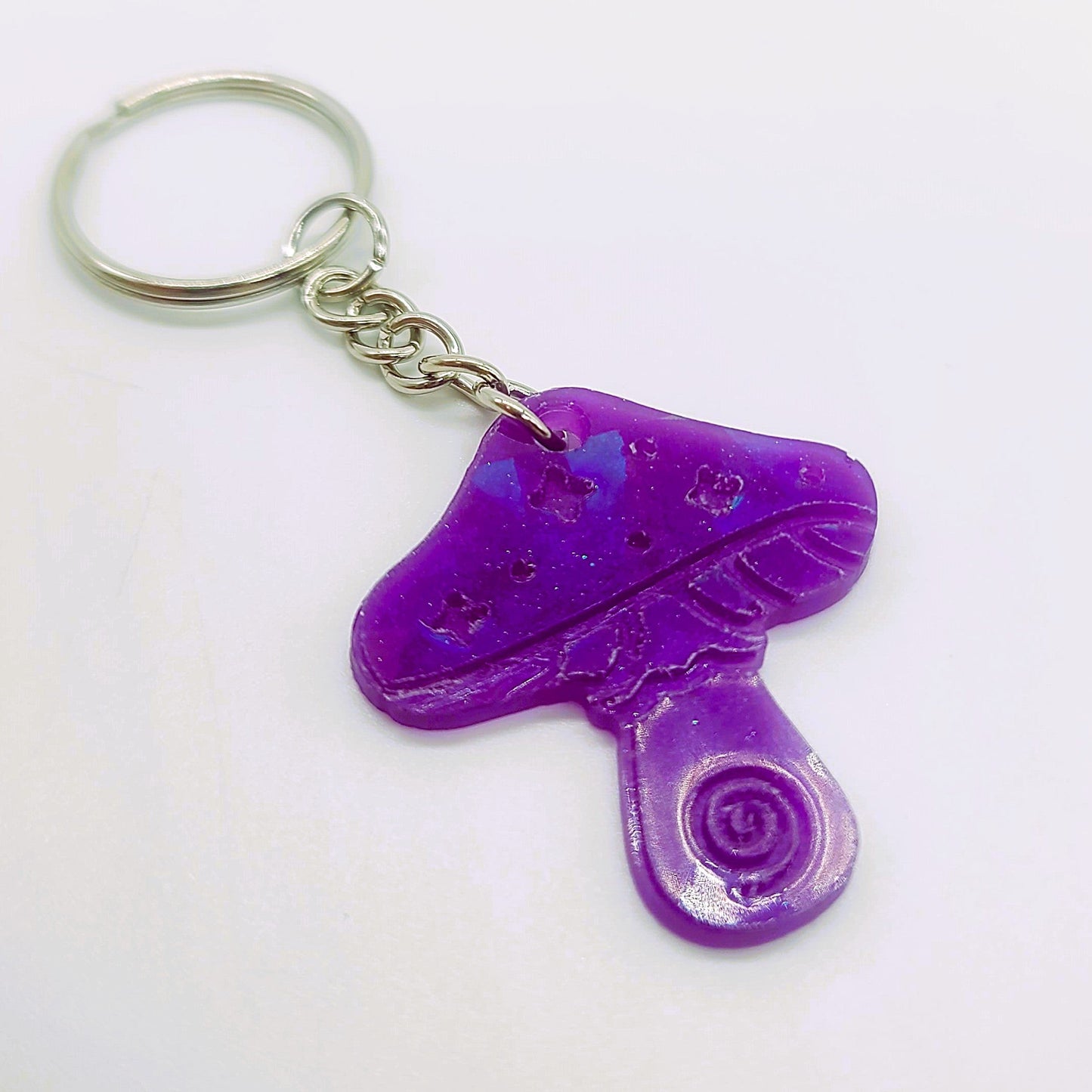 Holographic Mushroom Shaped Key Chain - Eco-Friendly Resin
