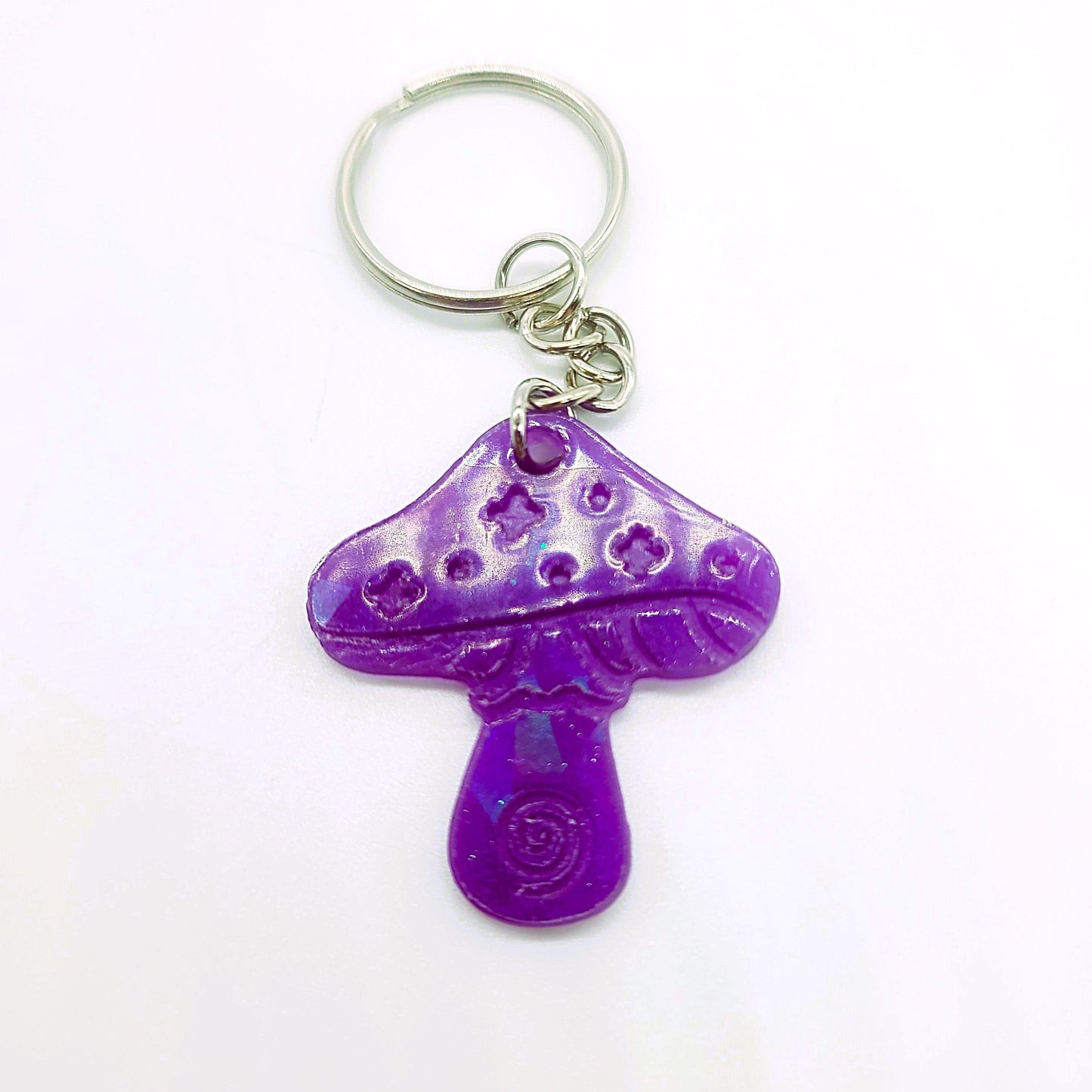 Holographic Mushroom Shaped Key Chain - Eco-Friendly Resin