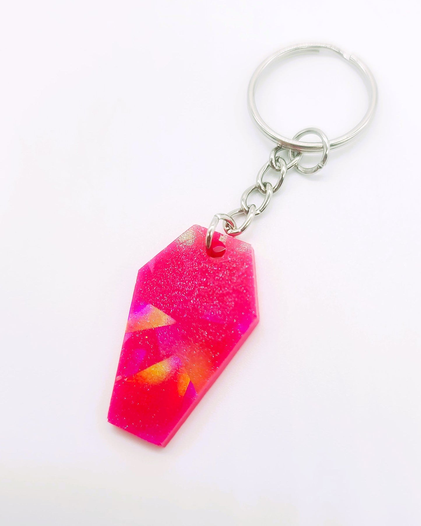 Holographic Coffin Shaped Key Chain - Eco-Friendly Resin