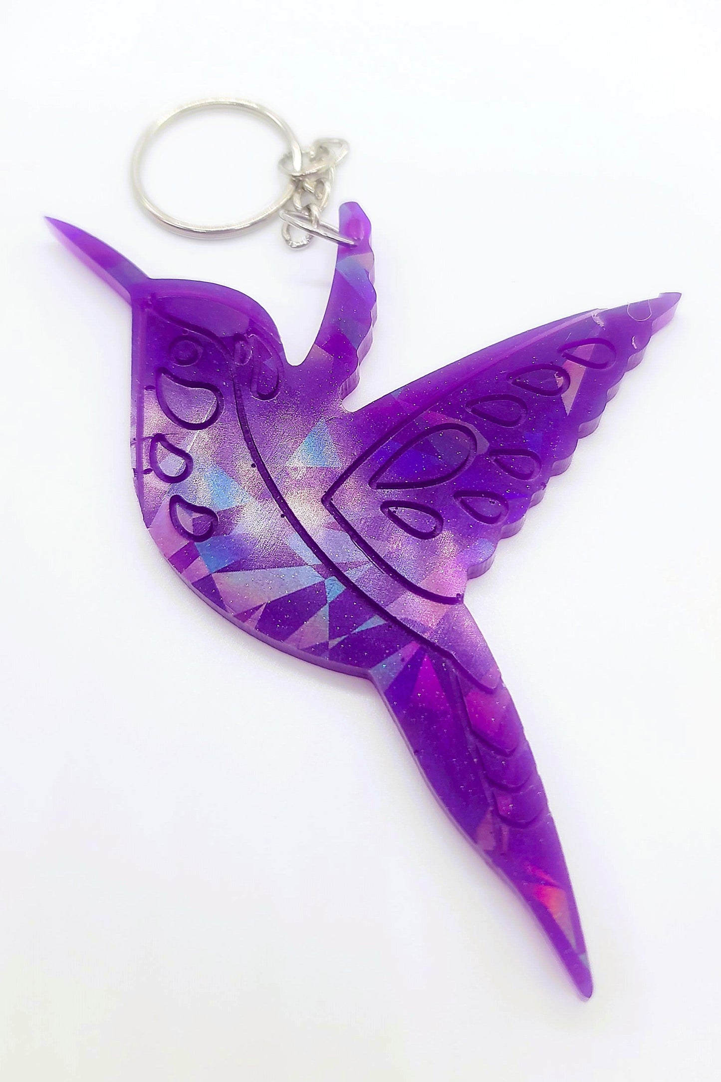Holographic Eco-Friendly Resin Hummingbird Key Chain