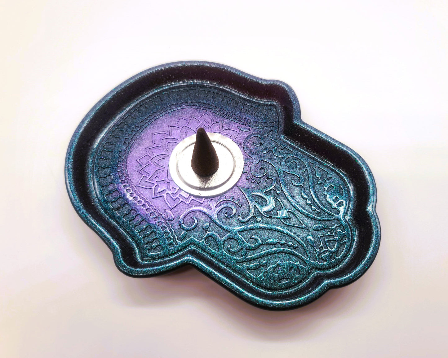 Hamsa Hand Trinket Dish - Made with Resin & Color-Shift Mica