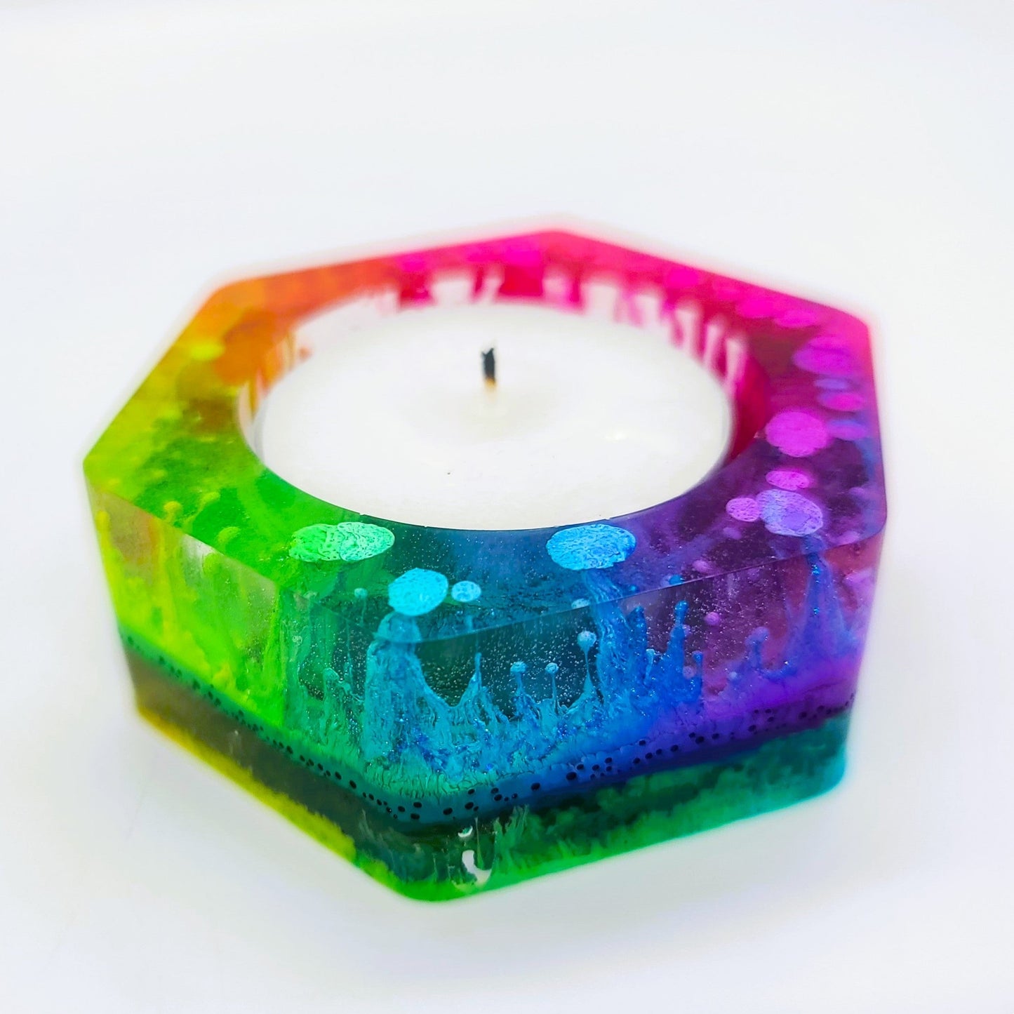 Trippy Rainbow Candle Holder - Made with Eco-Friendly Resin