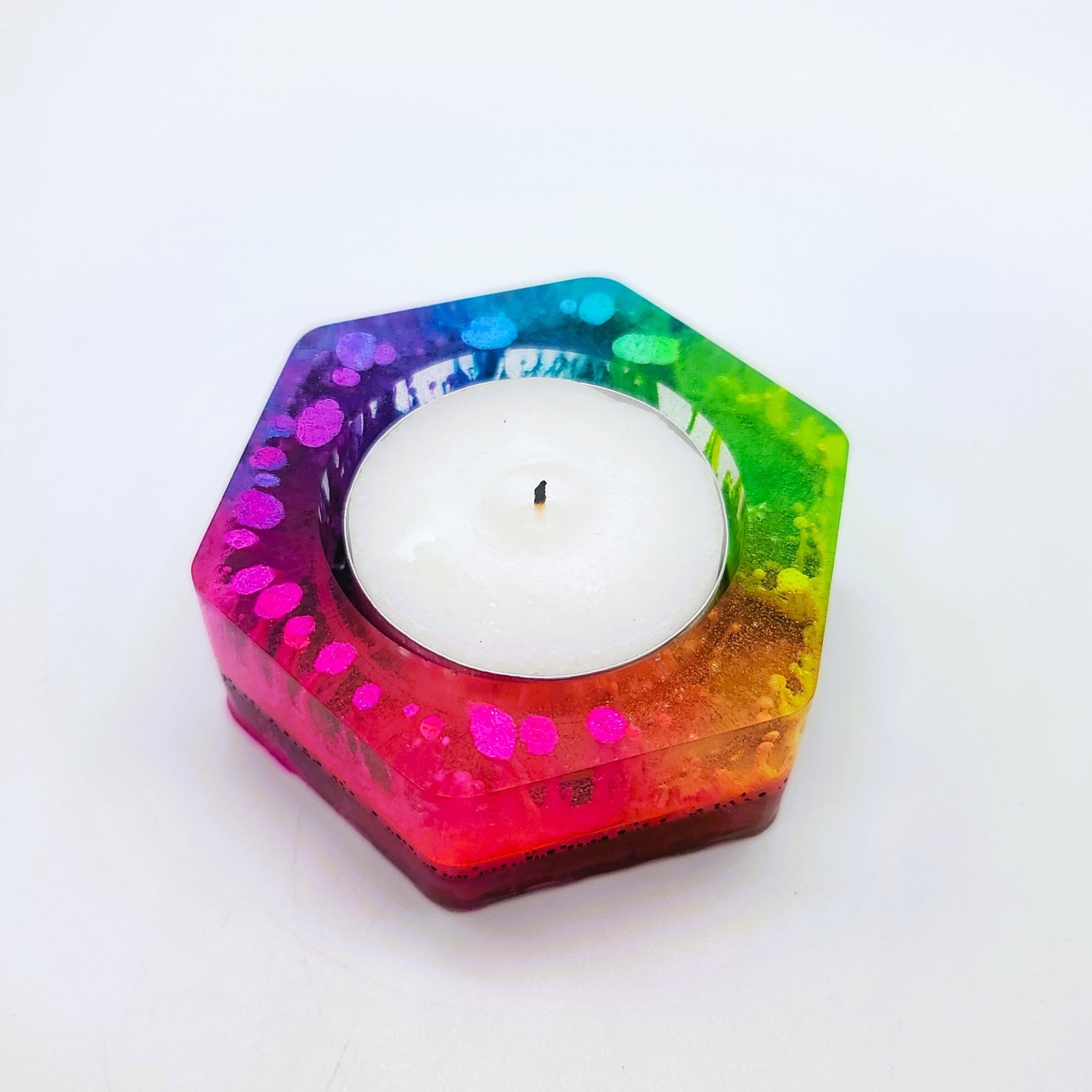 Trippy Rainbow Candle Holder - Made with Eco-Friendly Resin
