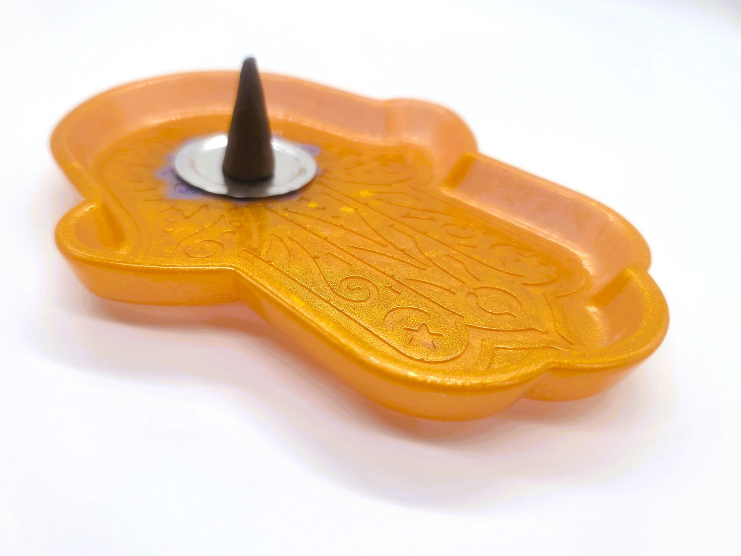 Hamsa Hand Trinket Dish - Made with Resin & Color-Shift Mica