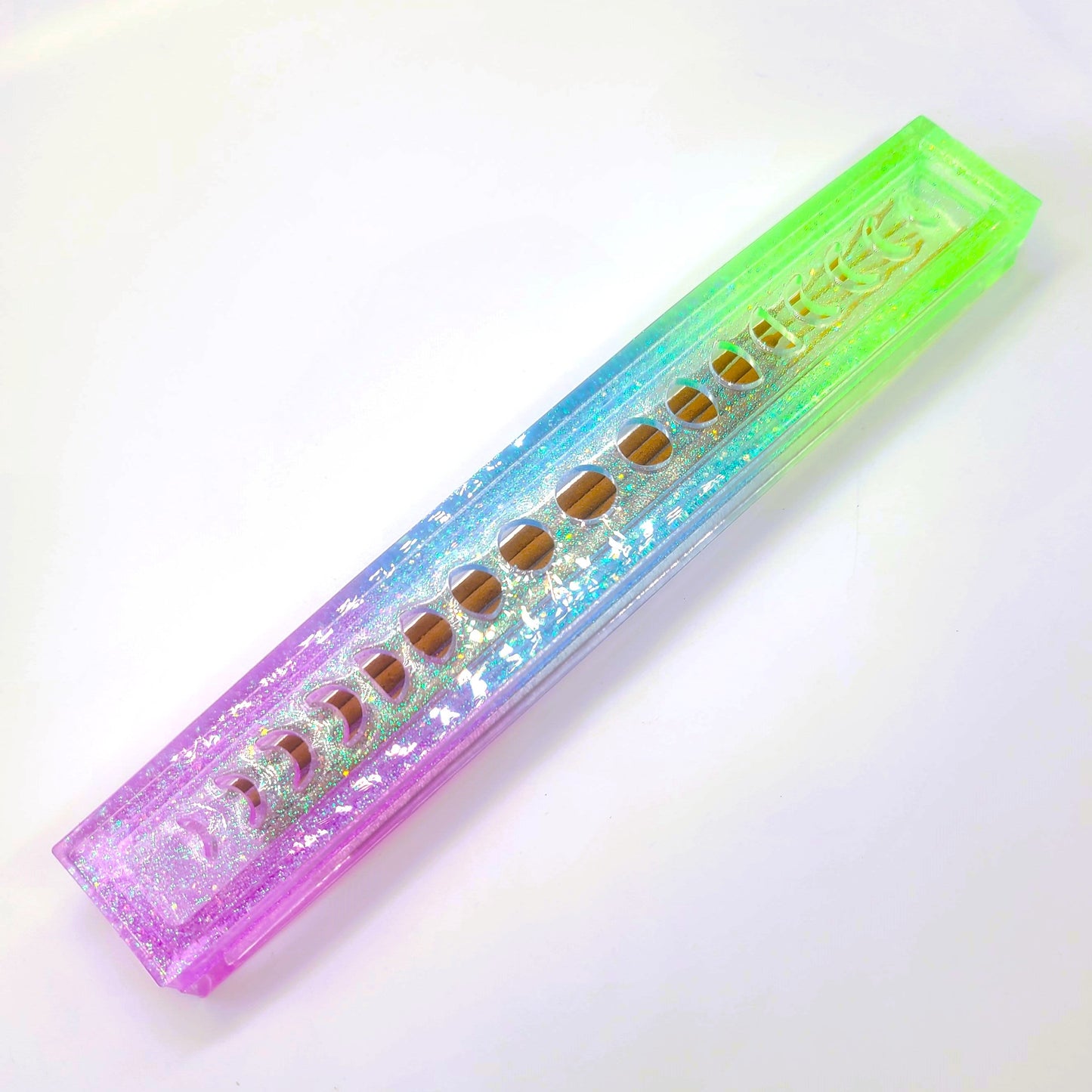 Moon Phases Incense Holder - Made with Resin & Color-Shift Mica