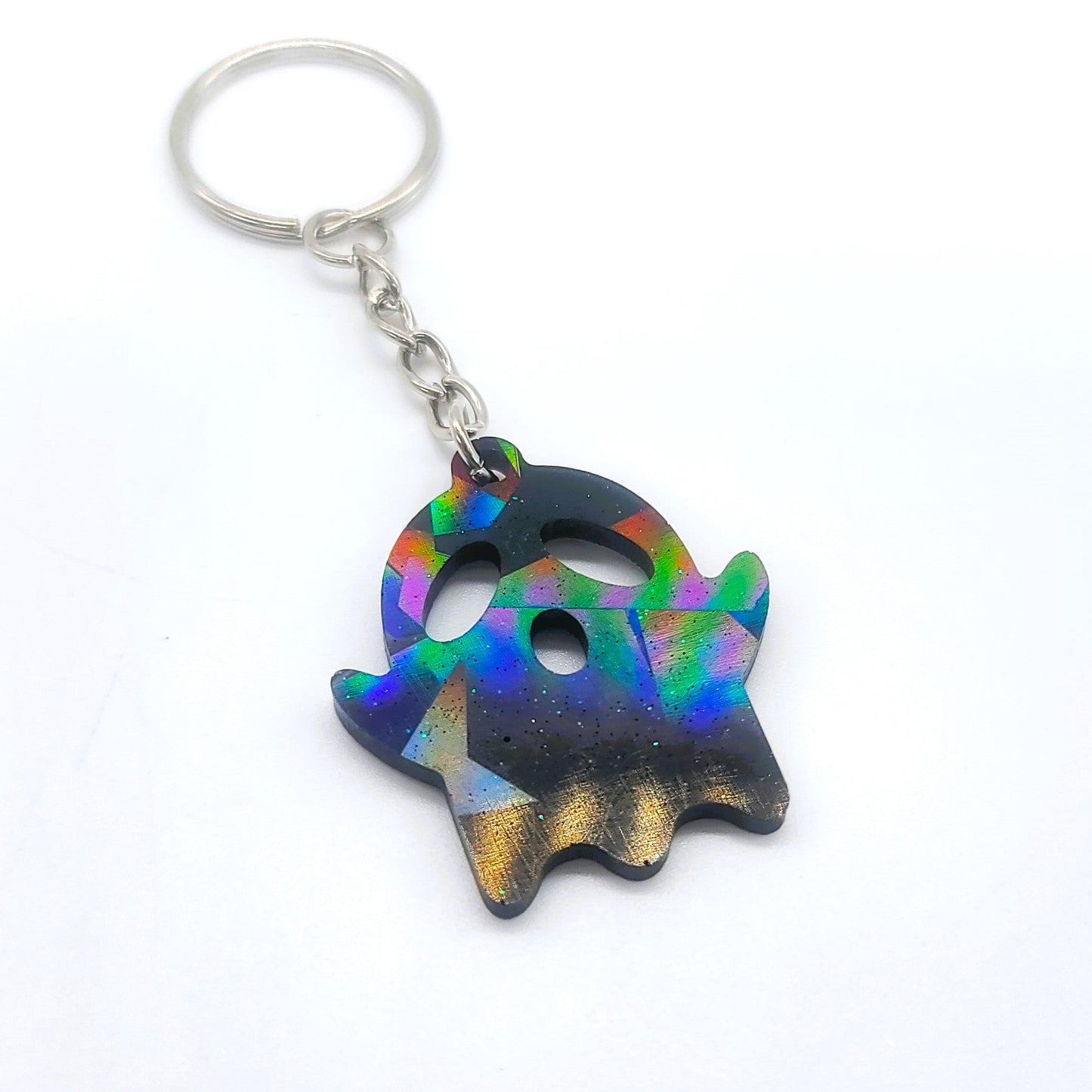 Holographic Spooky Ghost Key Chain - Eco-Friendly Resin