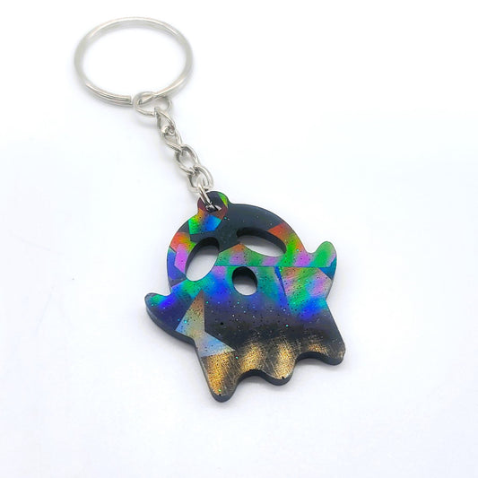 Holographic Spooky Ghost Key Chain - Eco-Friendly Resin