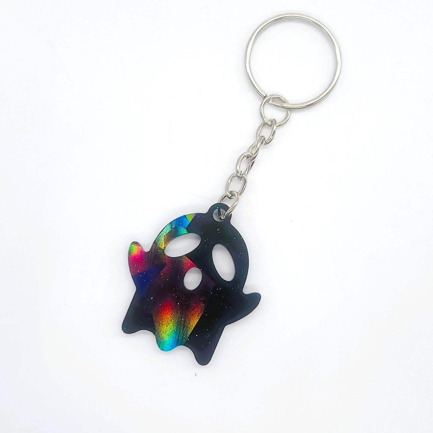 Holographic Spooky Ghost Key Chain - Eco-Friendly Resin