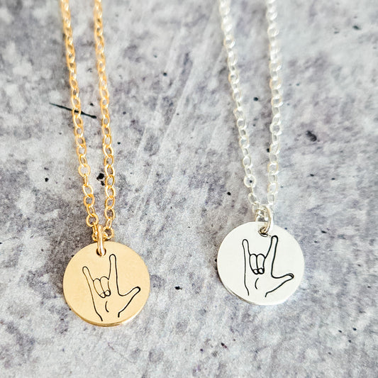 ASL ‘I Love You’ Hand-Stamped Necklace – A Subtle Jewish Statement
