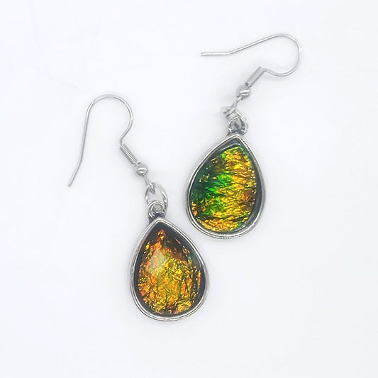 Black Opal (like) Sparkle Teardrop Pendant Earrings