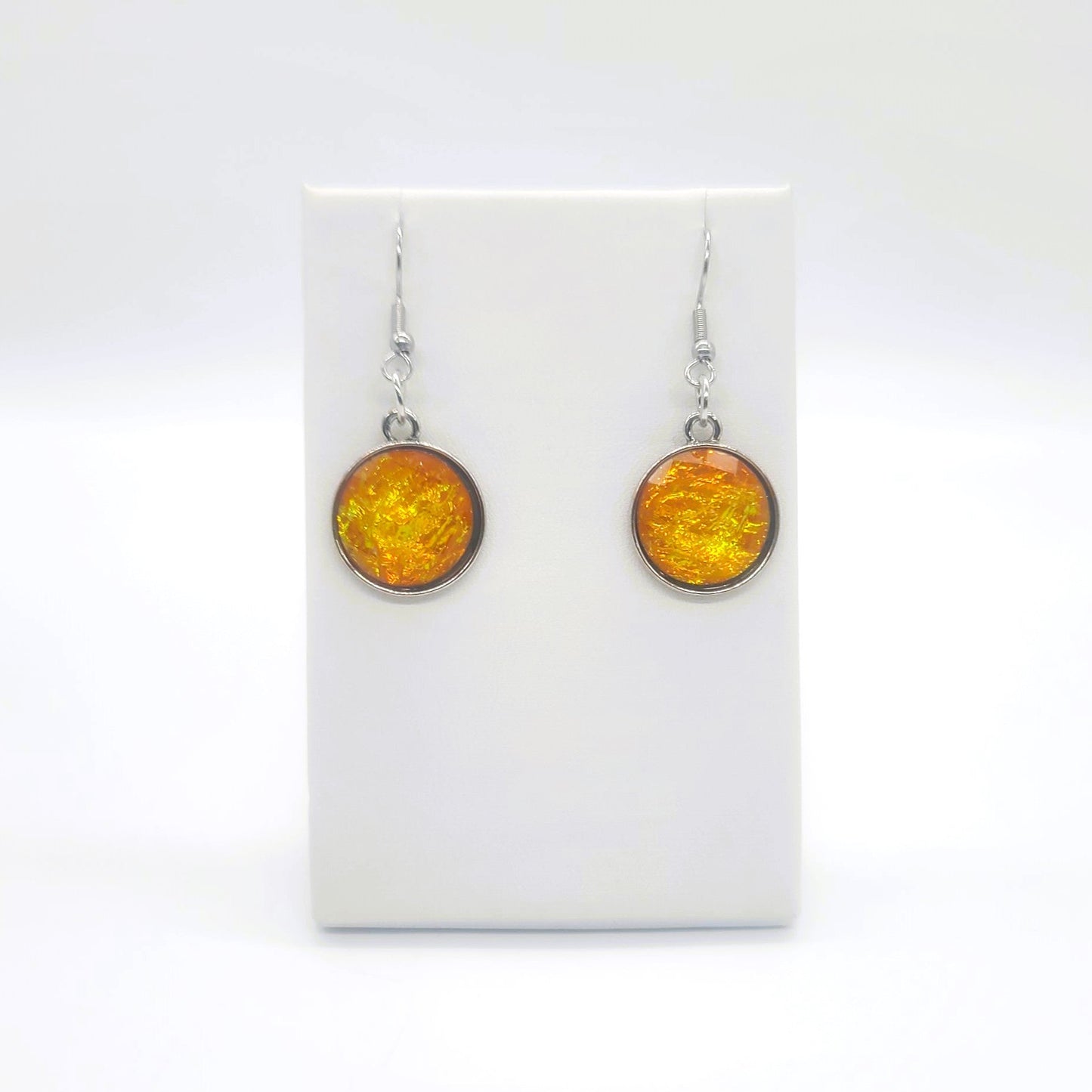 Yellow Opal (like) Sparkle Pendant Earrings