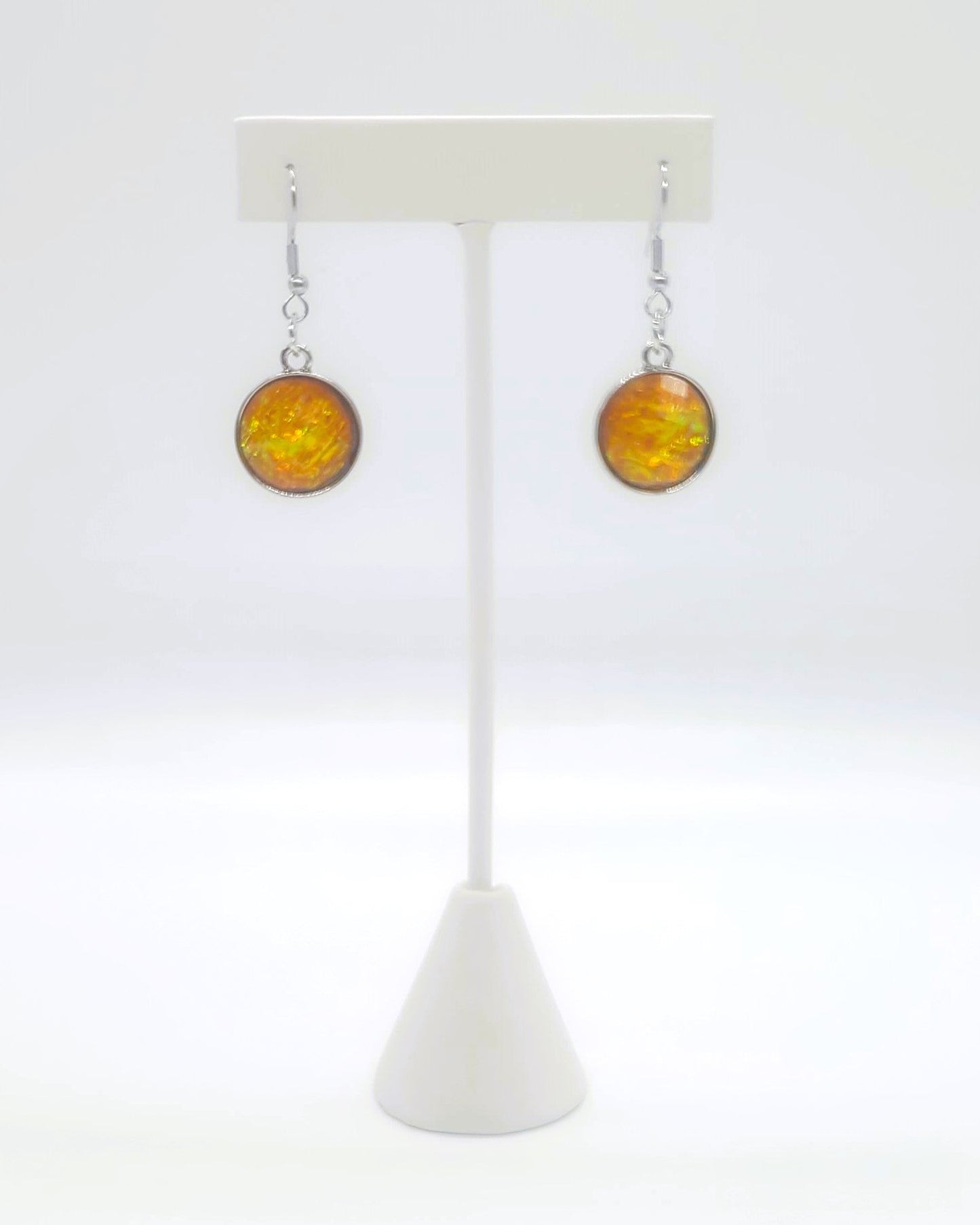 Yellow Opal (like) Sparkle Pendant Earrings