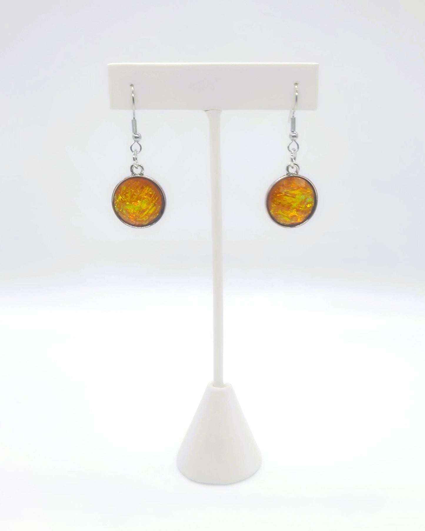 Yellow Opal (like) Sparkle Pendant Earrings